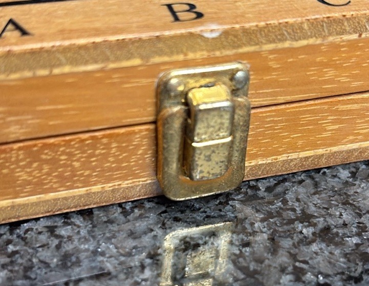 Chess Travel Hinged Wood Board Metal Bronze Silver Pieces Set Small Mini