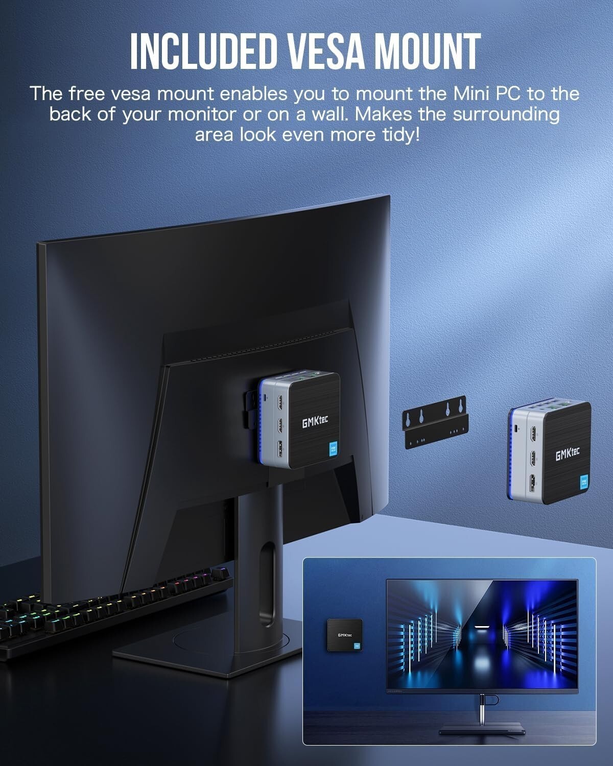 GMKtec Mini PC Intel N150 Up to 3.6GHz Win11 Pro Desktop Computer PC NAS Office