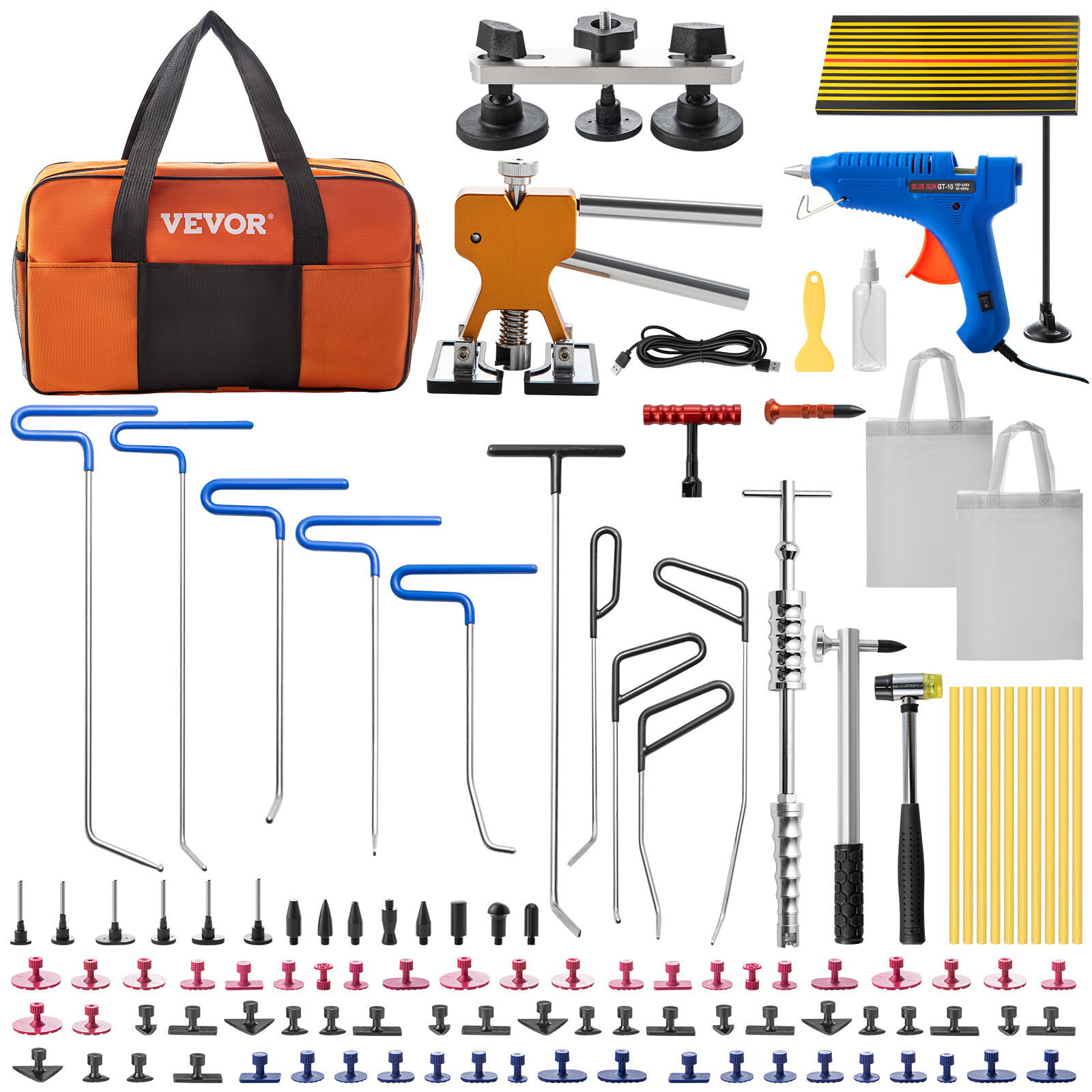 VEVOR 89 Pcs Paintless Dent Removal Rods Stainless Steel Tool Kit Dent Repair