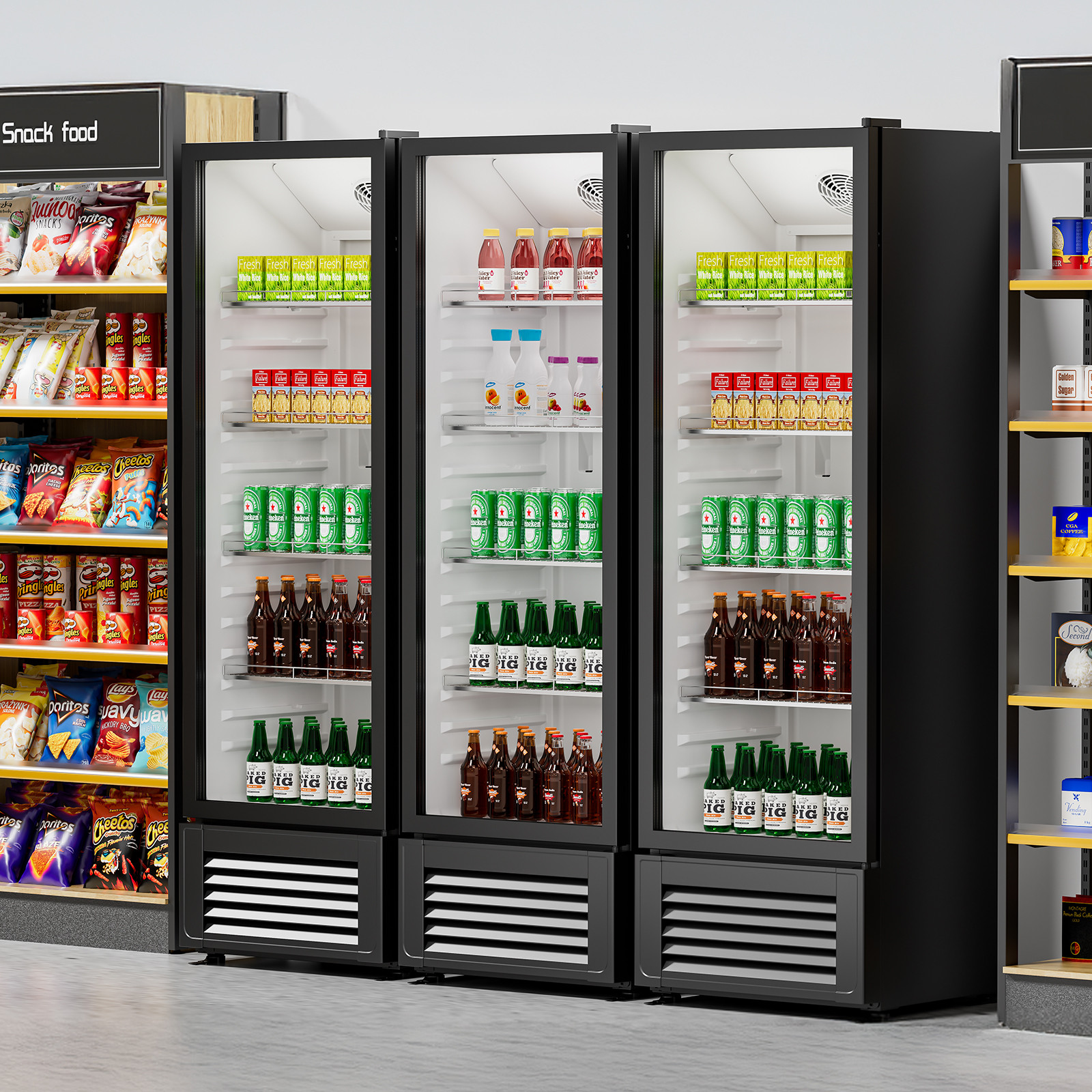 VEVOR Commercial Merchandiser Refrigerator 11.47 CU.FT Glass Door Beverage