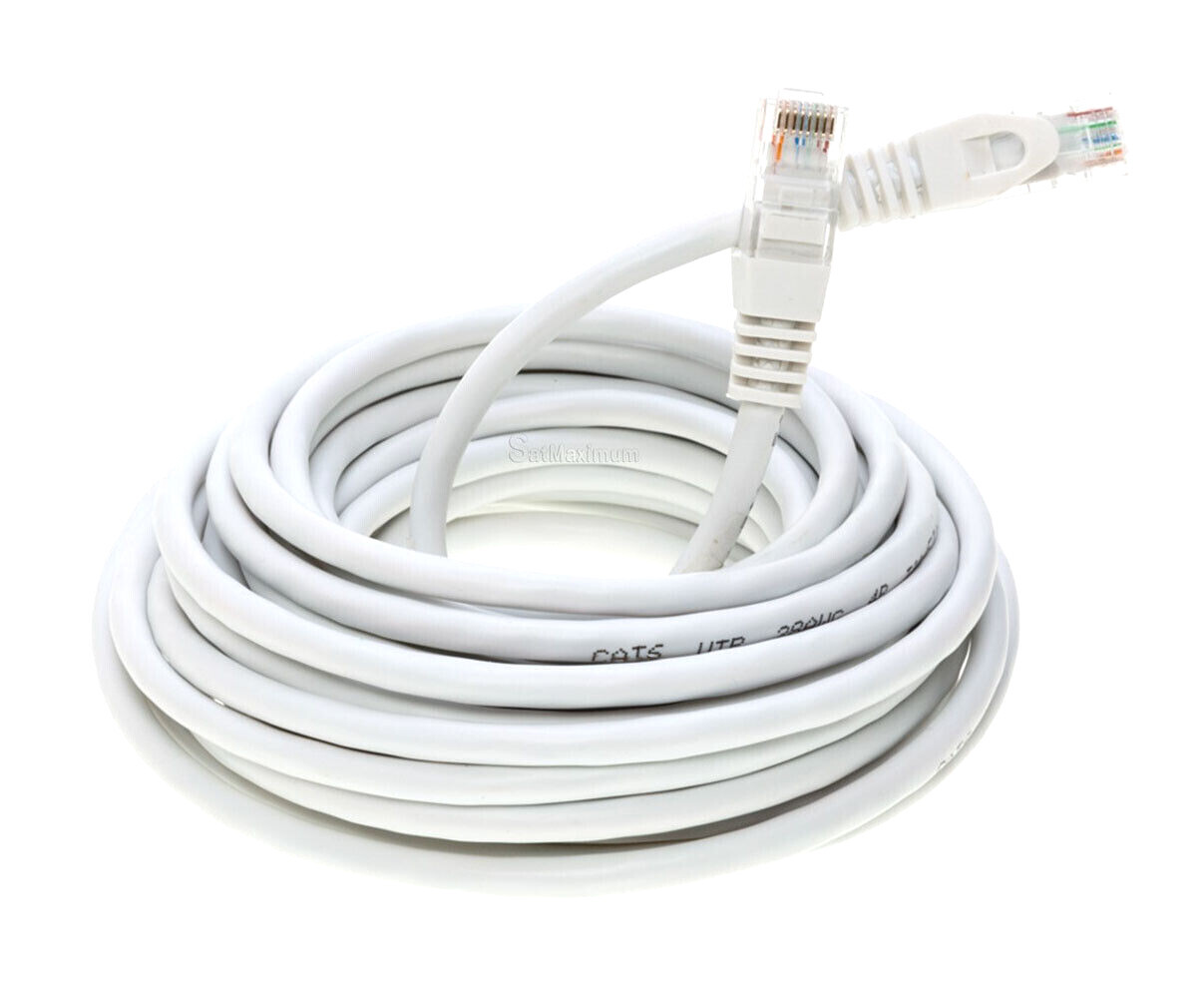 CAT5 Ethernet Patch Cable RJ-45 LAN Internet Cord White 25FT-200FT Multipack LOT