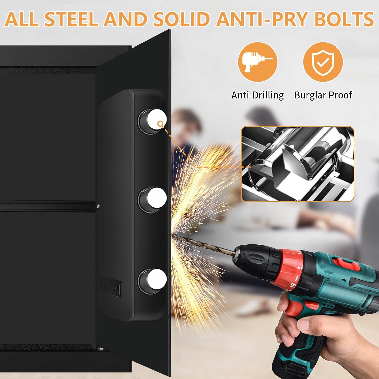 3.0 Cu Ft Fireproof Waterproof Home Safe Digital Keypad Anti Theft Security Box