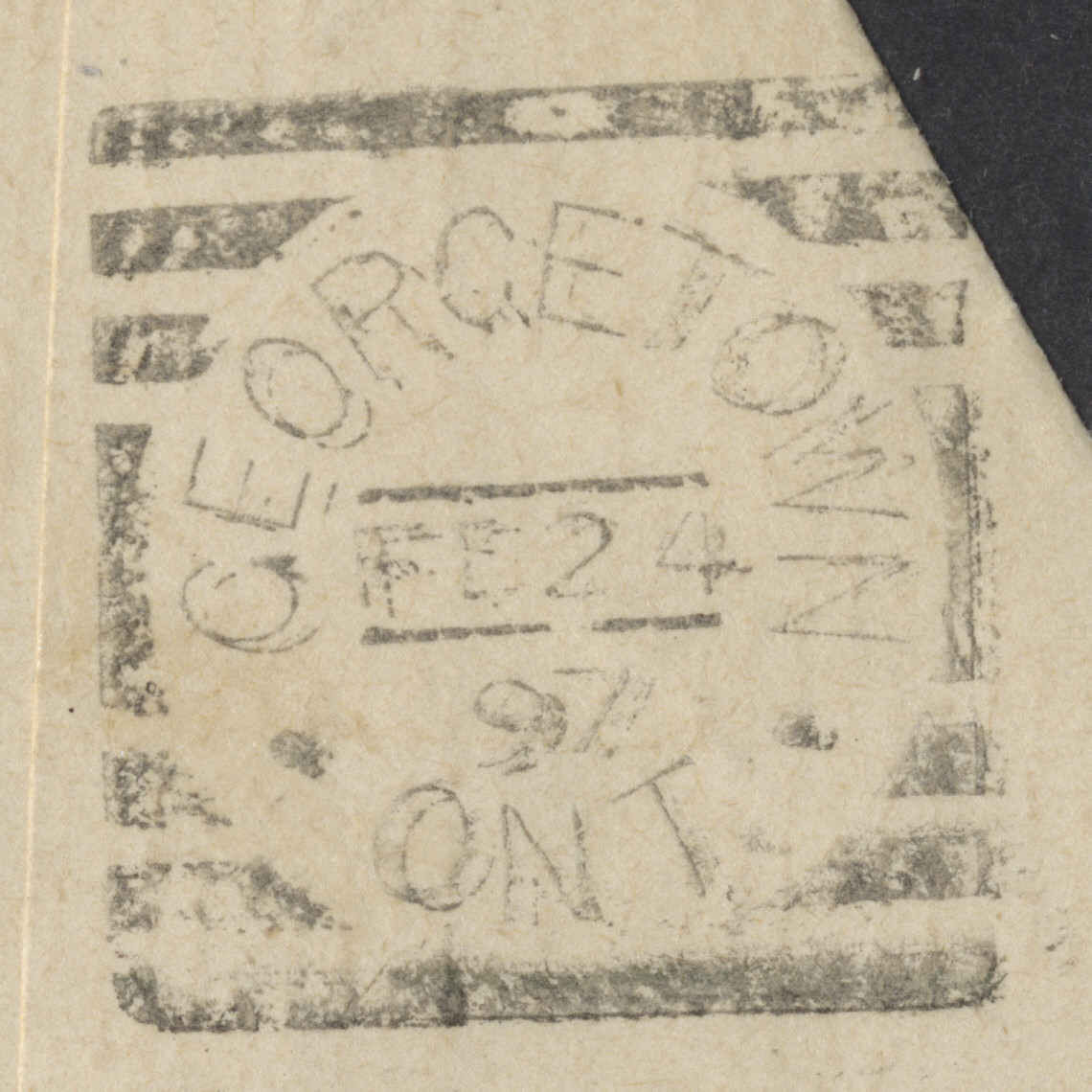 1897 Registered Cover Brunner ONT to Hamilton Georgetown Squared Circle 2 RPOs