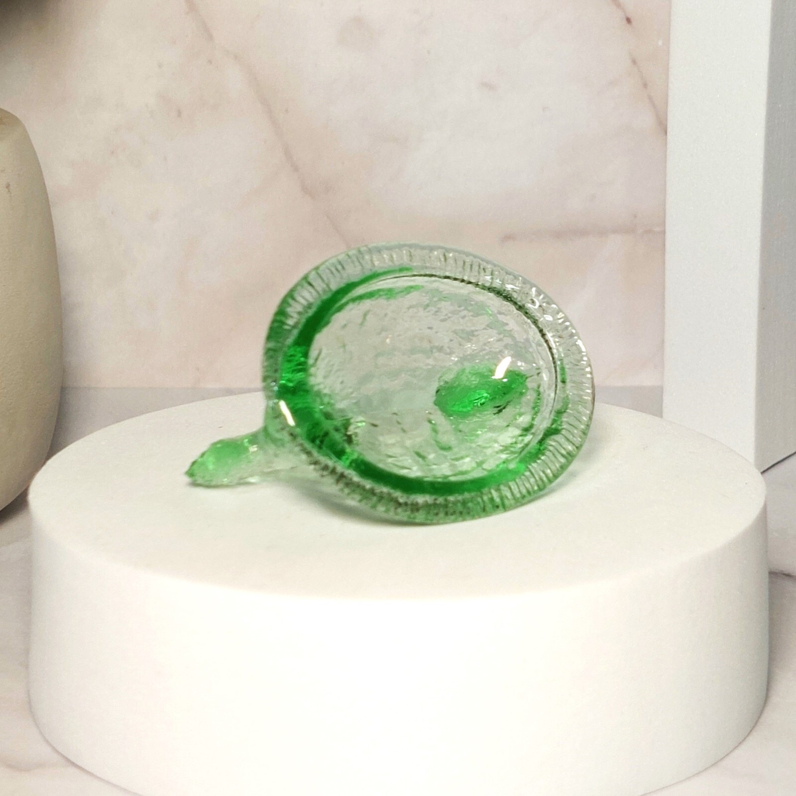 Green Depression Style Glass Mini Hen on Nest Chicken Salt Dish, Vintage Style
