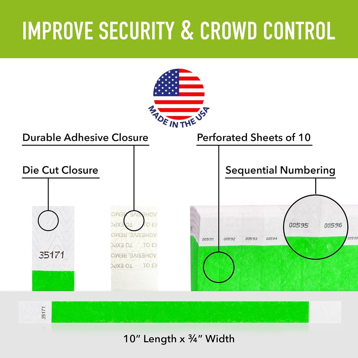 500 Paquetes De Pulseras De Papel Para Eventos, 5 Colores Neón A Prueba De Agua