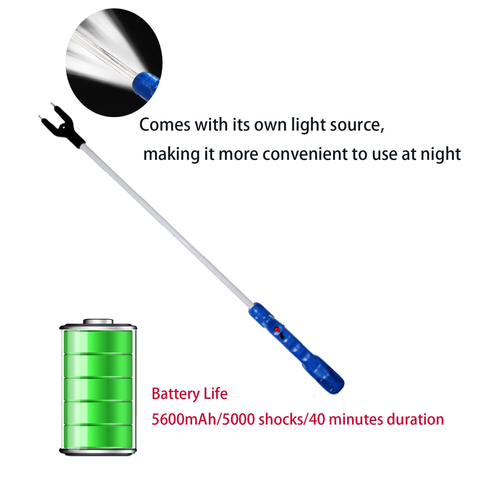 Rechargeable Livestock Prodw/ LED Electric Cattle Prod Stick 35cm/13.77in