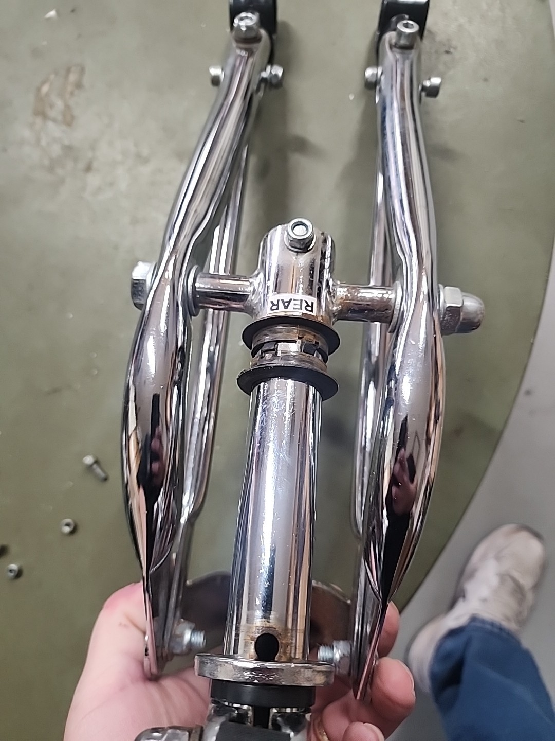 SCHWINN LIL STINGRAY TRICYCLE CHROME SPRINGER FRONT FORK HARD TO FIND NICE L$$K