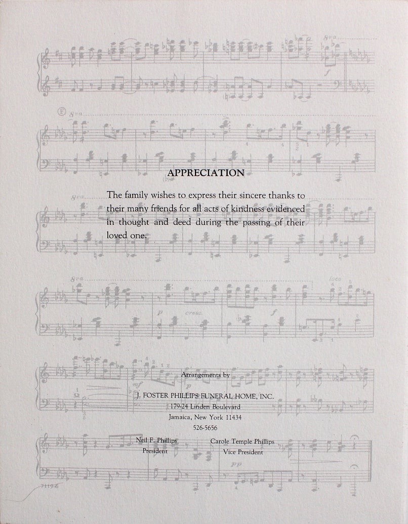 William James “Count” Basie Funeral Program Jazz New York Music