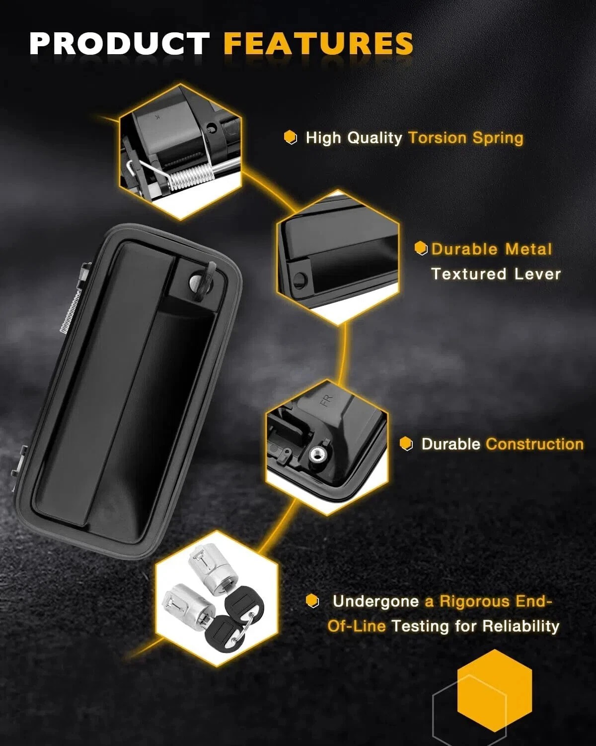 Metal Exterior Door Handle w/ Lock Cylinder Fit 1988-2000 Chevy GMC C1500 C2500