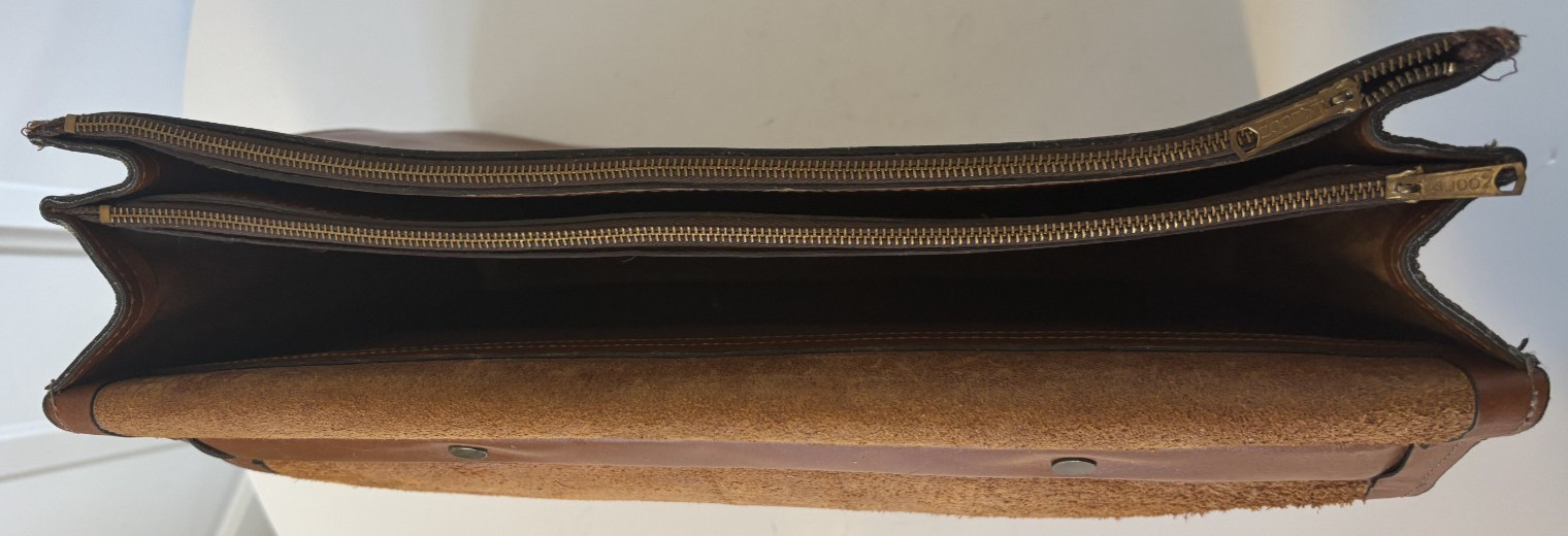 Leather Executive Briefcase w/ Padfolios + Metal Calculator Sleeve Vintage ABC