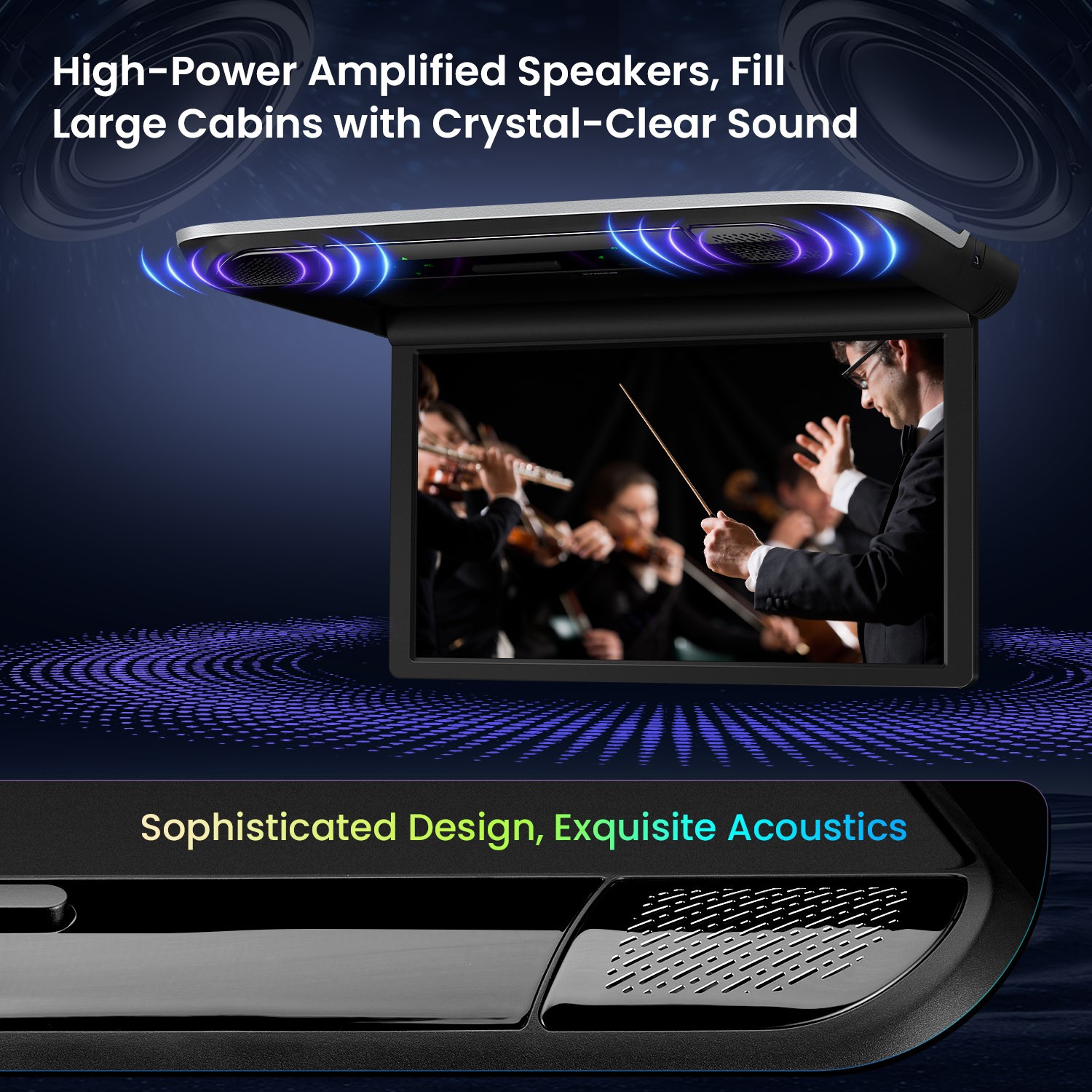 21.5" Car TV Coach Bus Flip Down Roof Monitor Overhead HD Screen 1080P USB HDMI