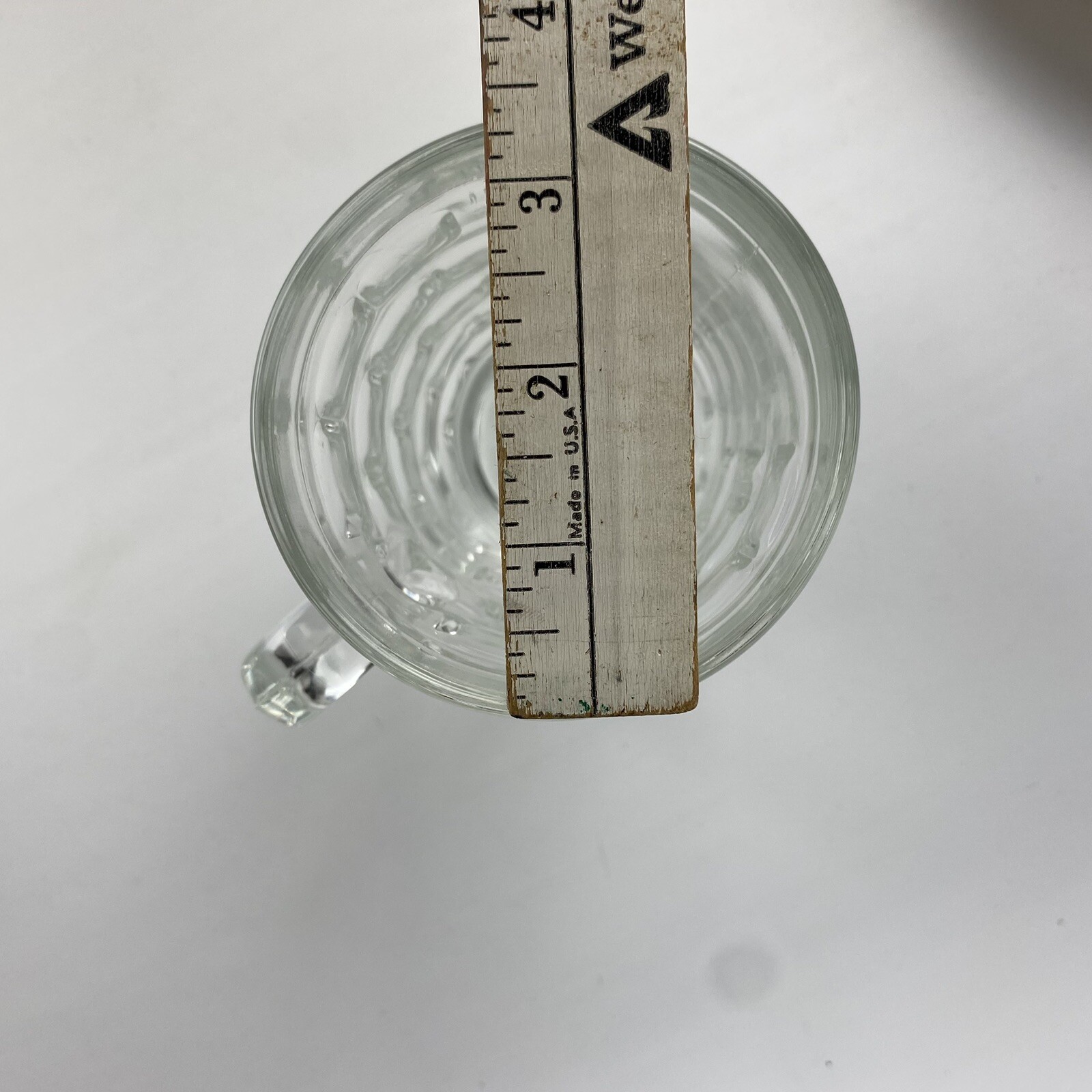 VTG Dimple Thumbprint Glass Mug Heavy Clear Pint Beer .5 L Stein Man Cave Bar