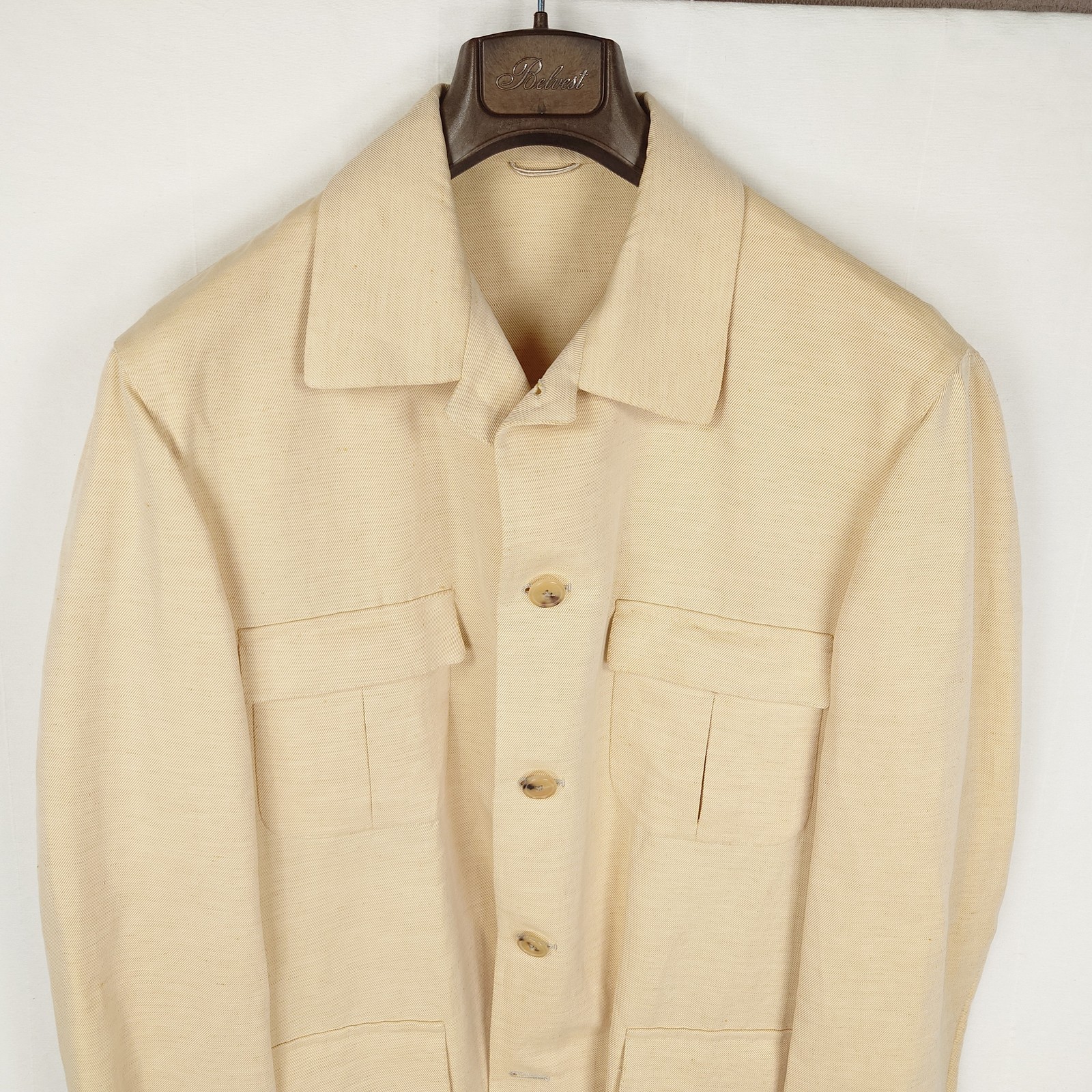 NEW Belvest Yellow/Tan Cotton Linen Slubby Shirt-Jacket Safari Size 40 40r