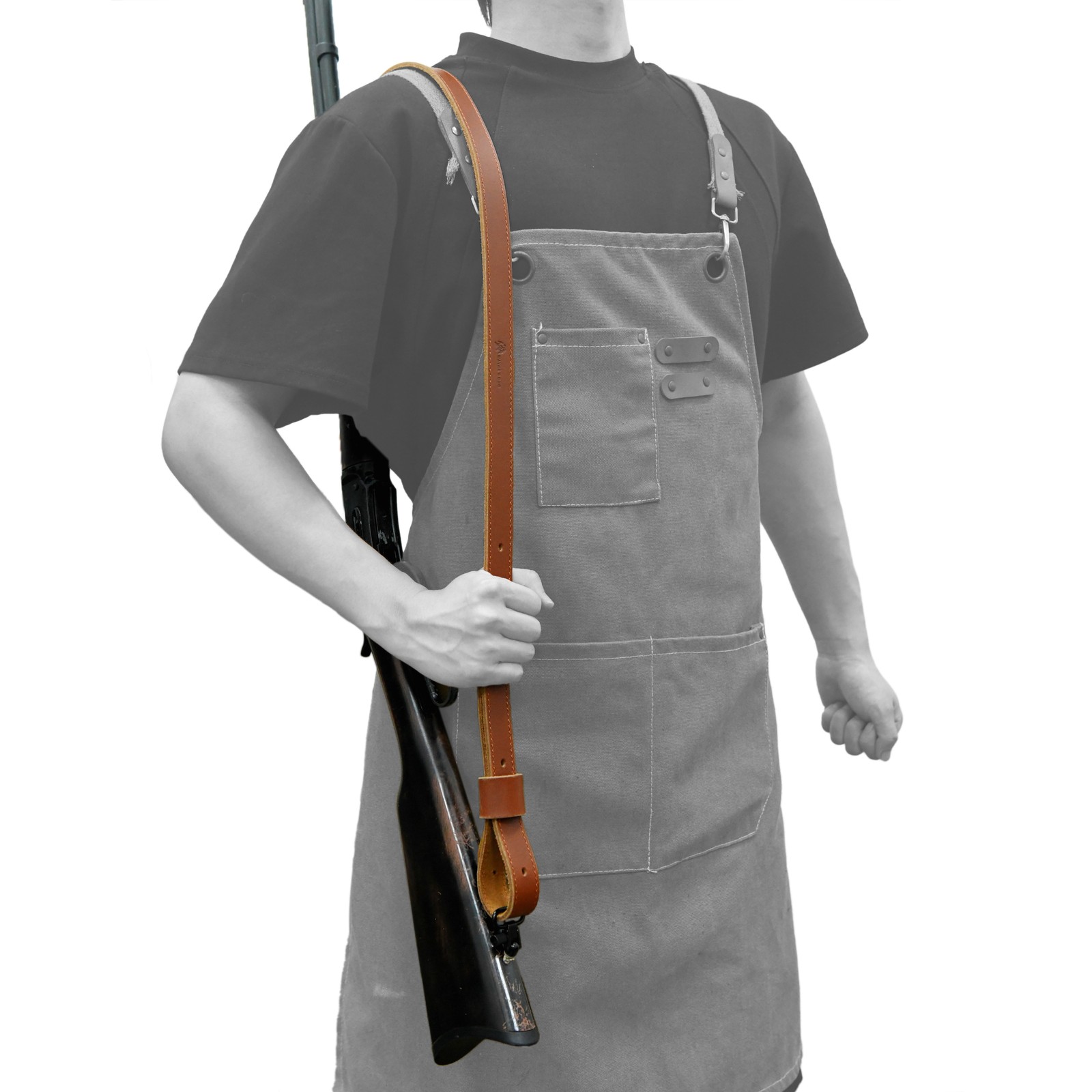 Buffalo Handmade Leather Rifle Sling Shotgun Strap / Metal Swivels Set Hunting