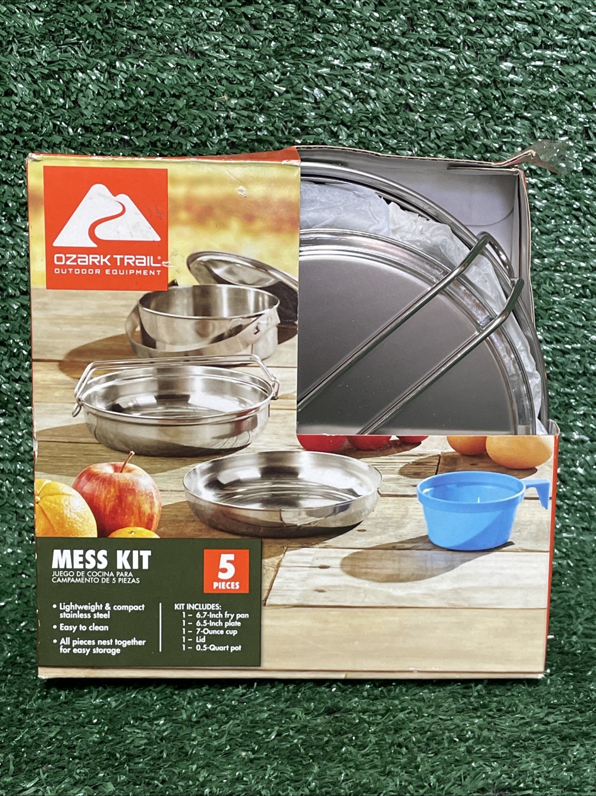 Ozark Trail Stainless Steel 5 Piece Camping Mess Kit Outdoor Cooking Compact