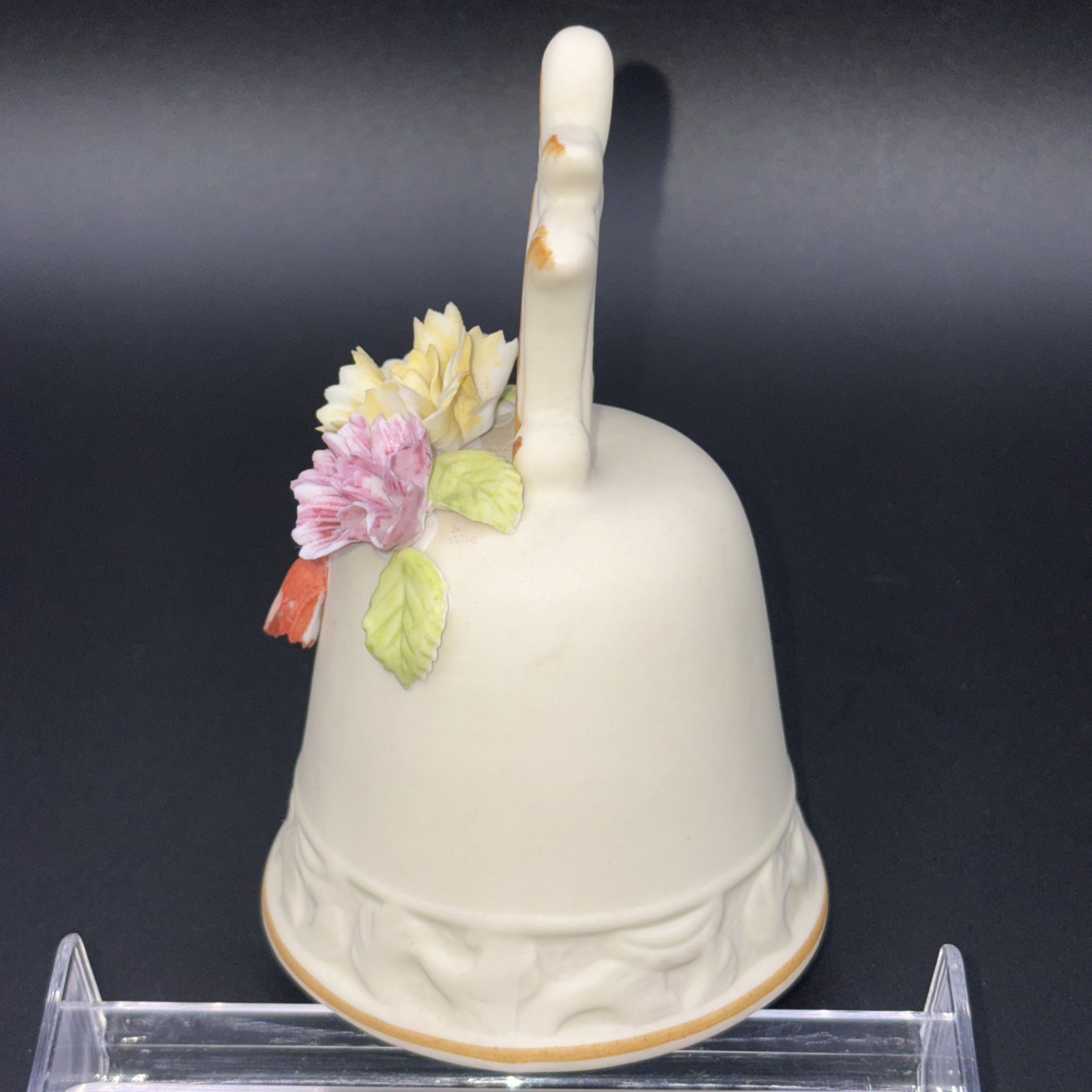 Vintage Arnart Copodimonte Style Mission Bell Off-White Porcelain Flowers MINT