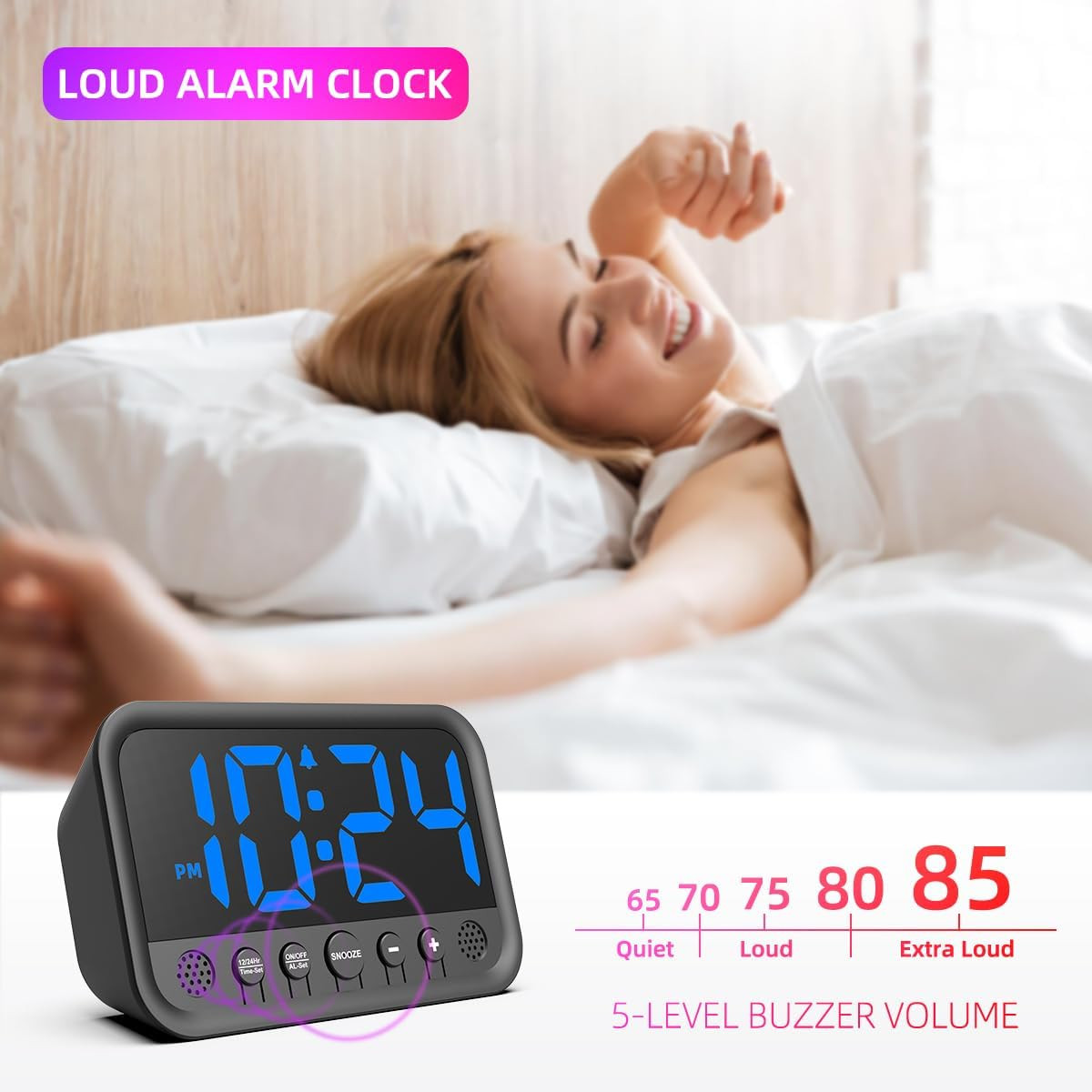 Super Extremely Extra Loud Alarm Clock for Very Heavy Sleeper Battery Backup NEW