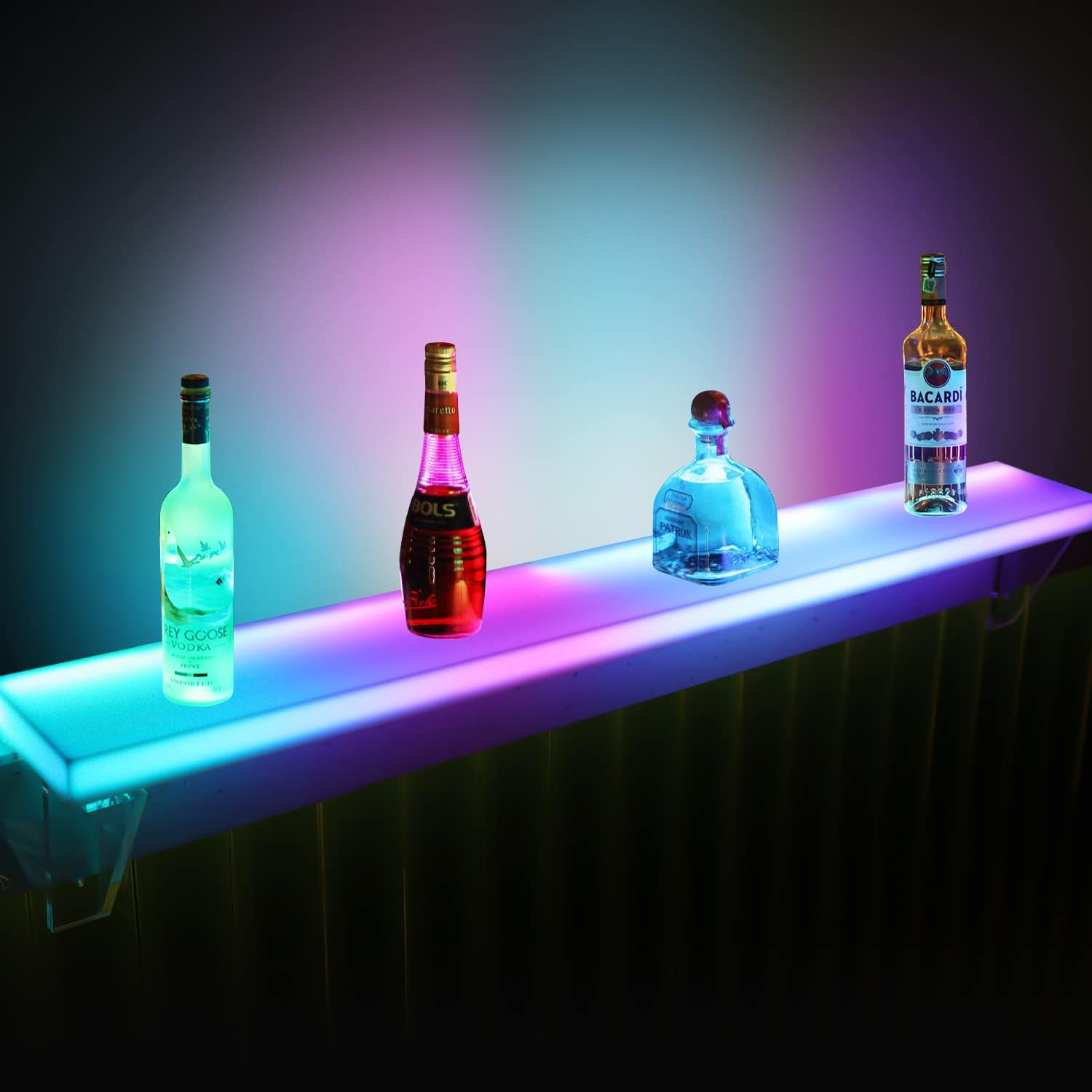 32" LED Wall-Mounted Liquor Bottle Shelf with Remote & App Control
