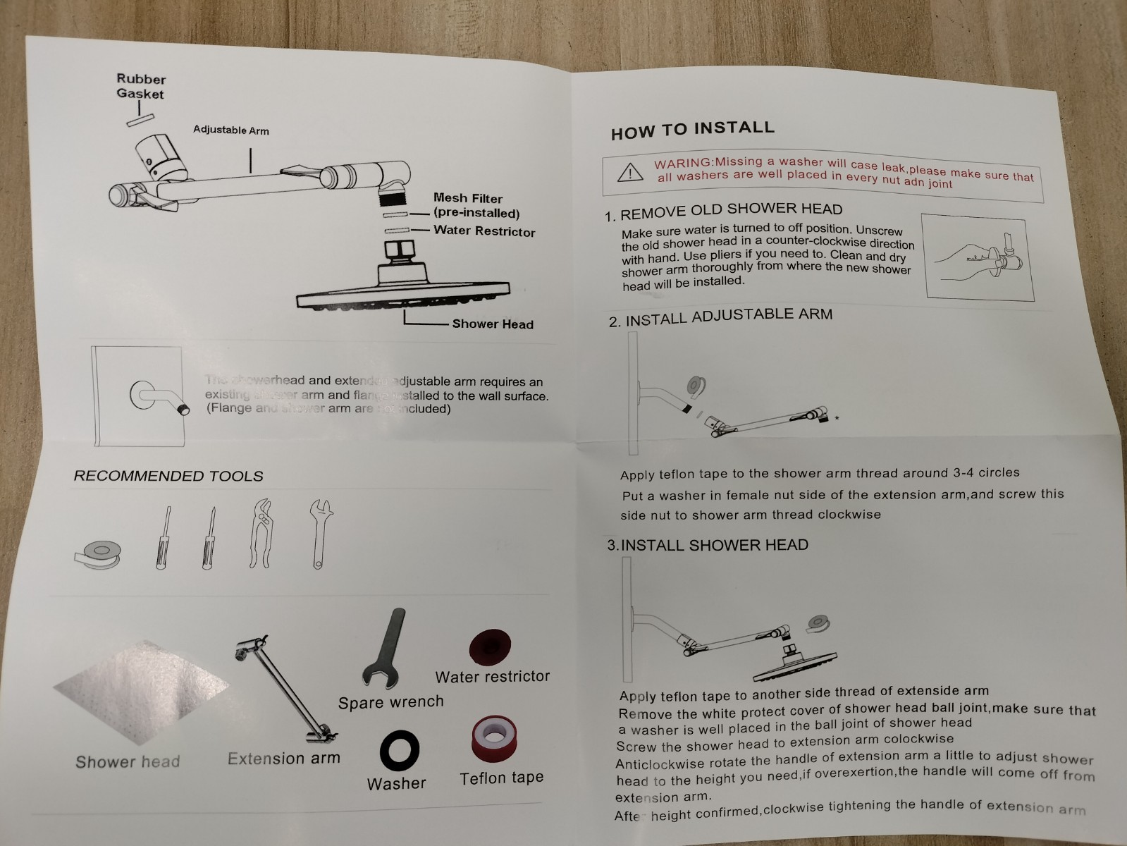 Luxury 10" Square Rainfall Shower Head Stainless Steel and Arm NEW