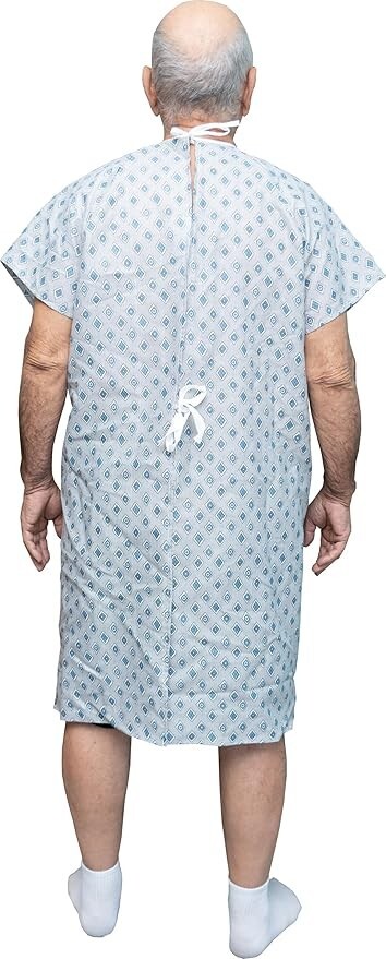 6 PACK - Reusable Hospital Gowns for Men Medical Patient Gowns with Back Ties