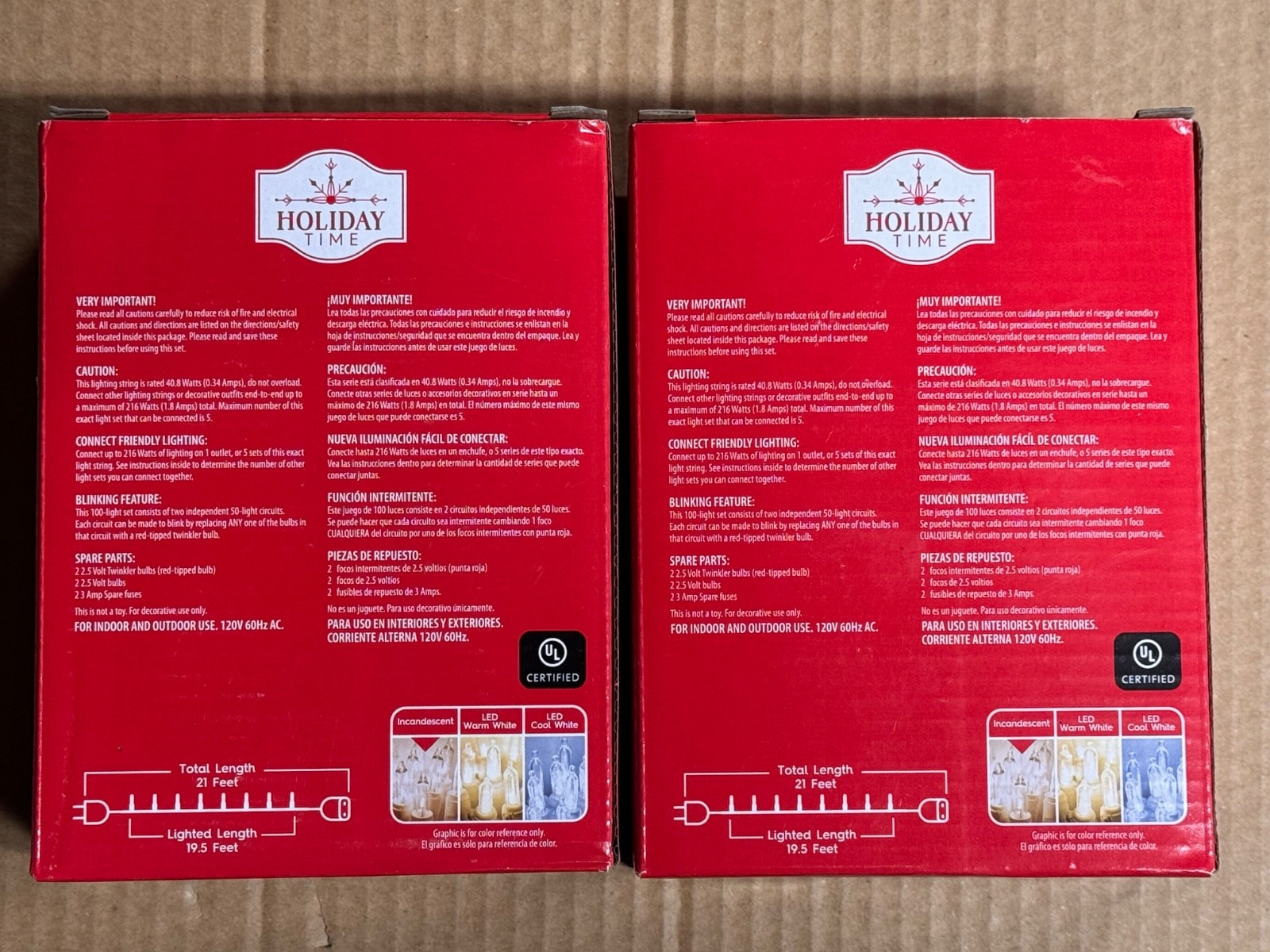 (2) NEW Holiday Time Clear 100 Mini Lights With Green Wire 21 Ft 200 TOTAL