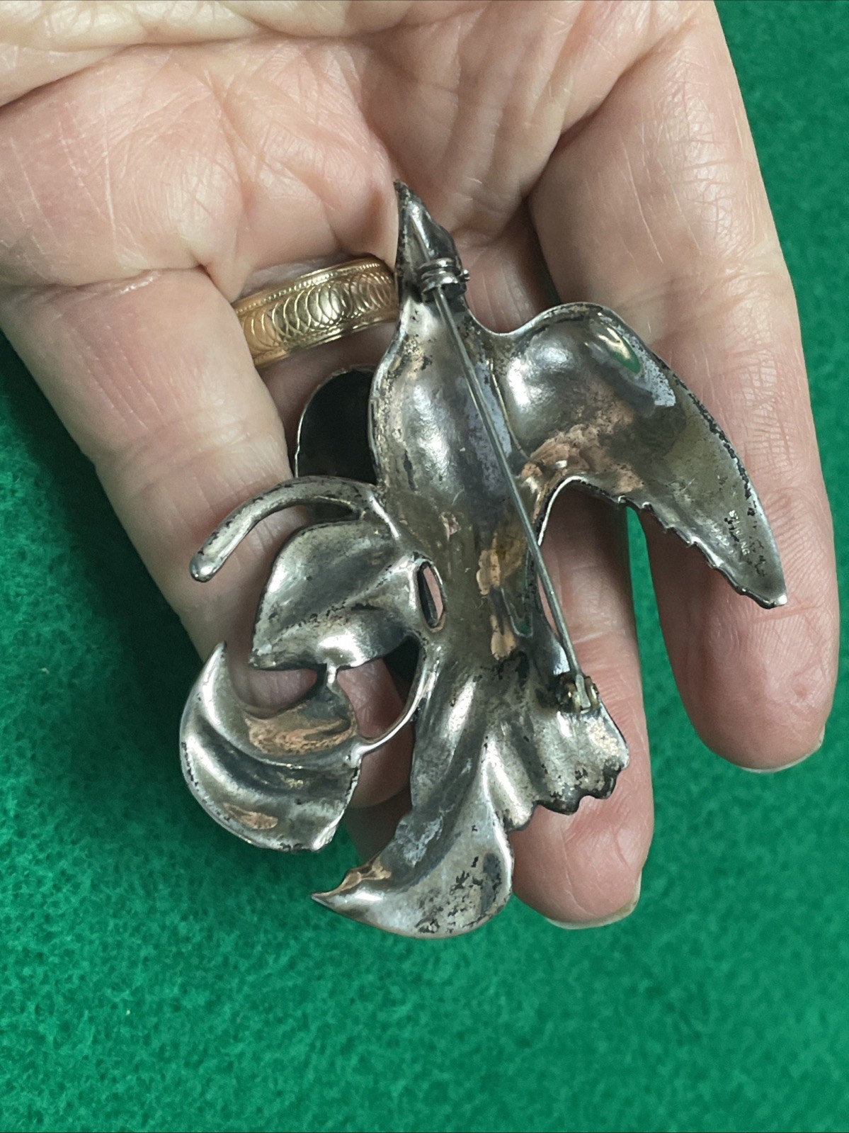 Beautiful Sterling Silver Bird Dove of Peace Figural Pin Brooch Heavy Large