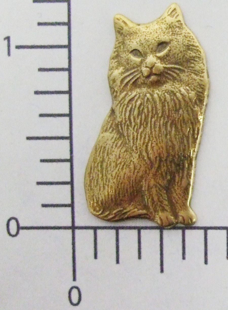 41603 - Victorian Sitting Cat Jewelry Finding Brass Oxidized