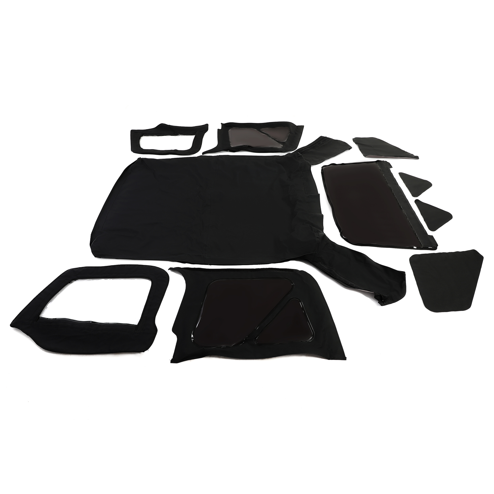 Front Rear Soft Top + Upper Skins Diamond Black For 97-06 Jeep Wrangler TJ 2 Dr