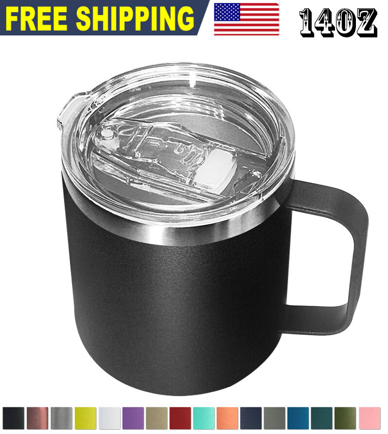 14oz Coffee Mug Slider Lid Stainless Steel Vacuum Double Wall Insulation Tumbler