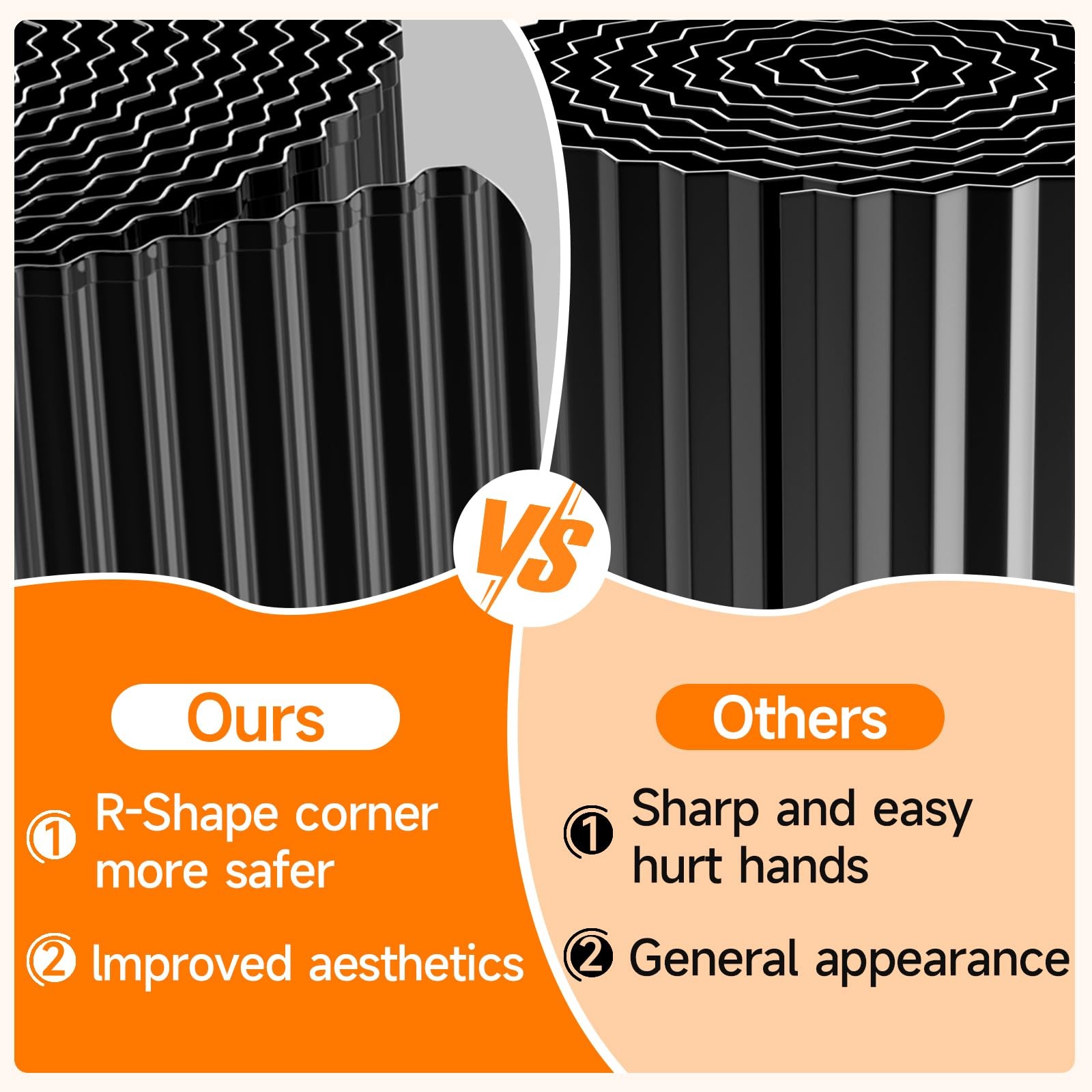 Corrugated Garden Edging,8"×20Ft Galvanized Steel Landscape Edging & Lawn Edg...