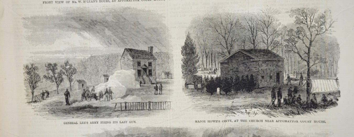 Appomattox Court House 1865 vintage print Surrender of Lee's Army / Last Shot