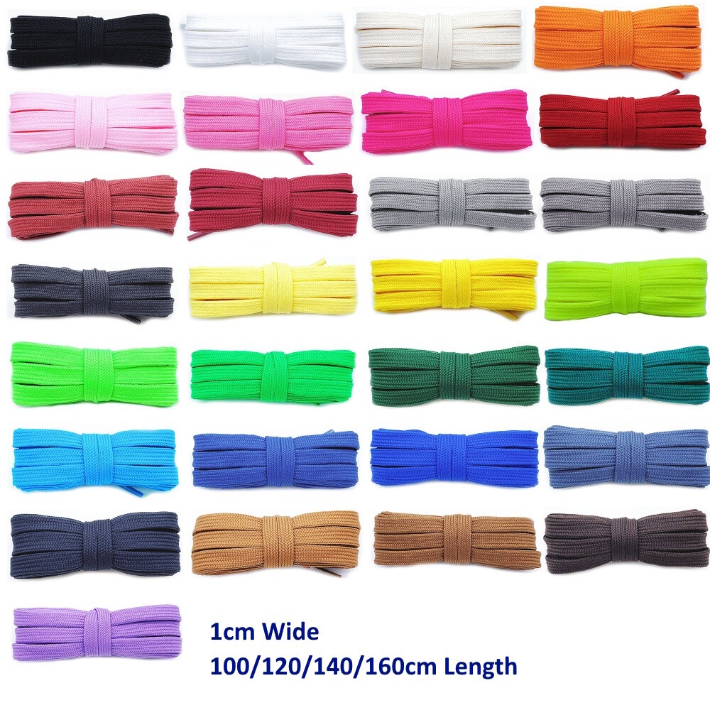 Fat Shoelaces Flat Wide 1cm/2cm 120/140/160cm Color Boot Shoe Laces Sneakers