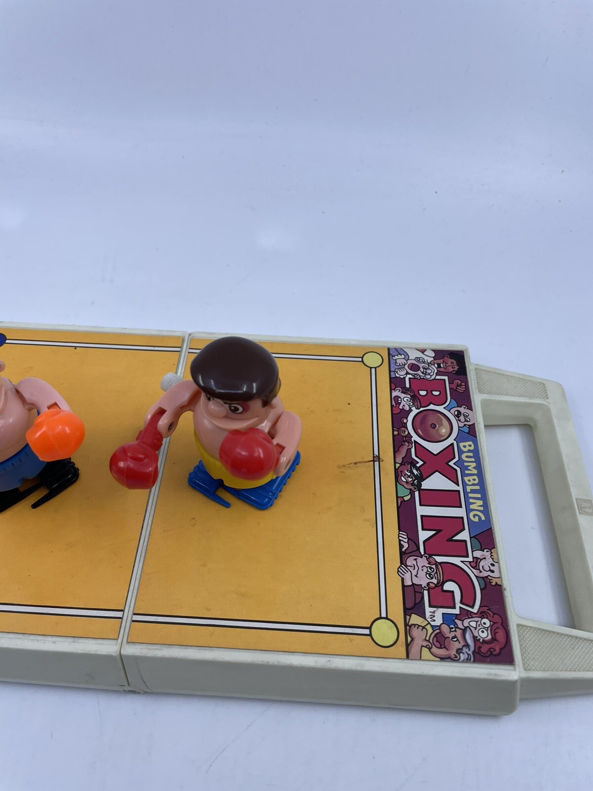 Vintage 1980s Tomy BUMBLING BOXING Two Wind-Up Boxers and Portable Ring Game C2