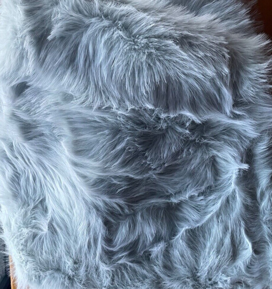 NEW Pottery Barn Faux Fur Porcelain Blue Bean Bag Ottoman Poof Chair Cover Only