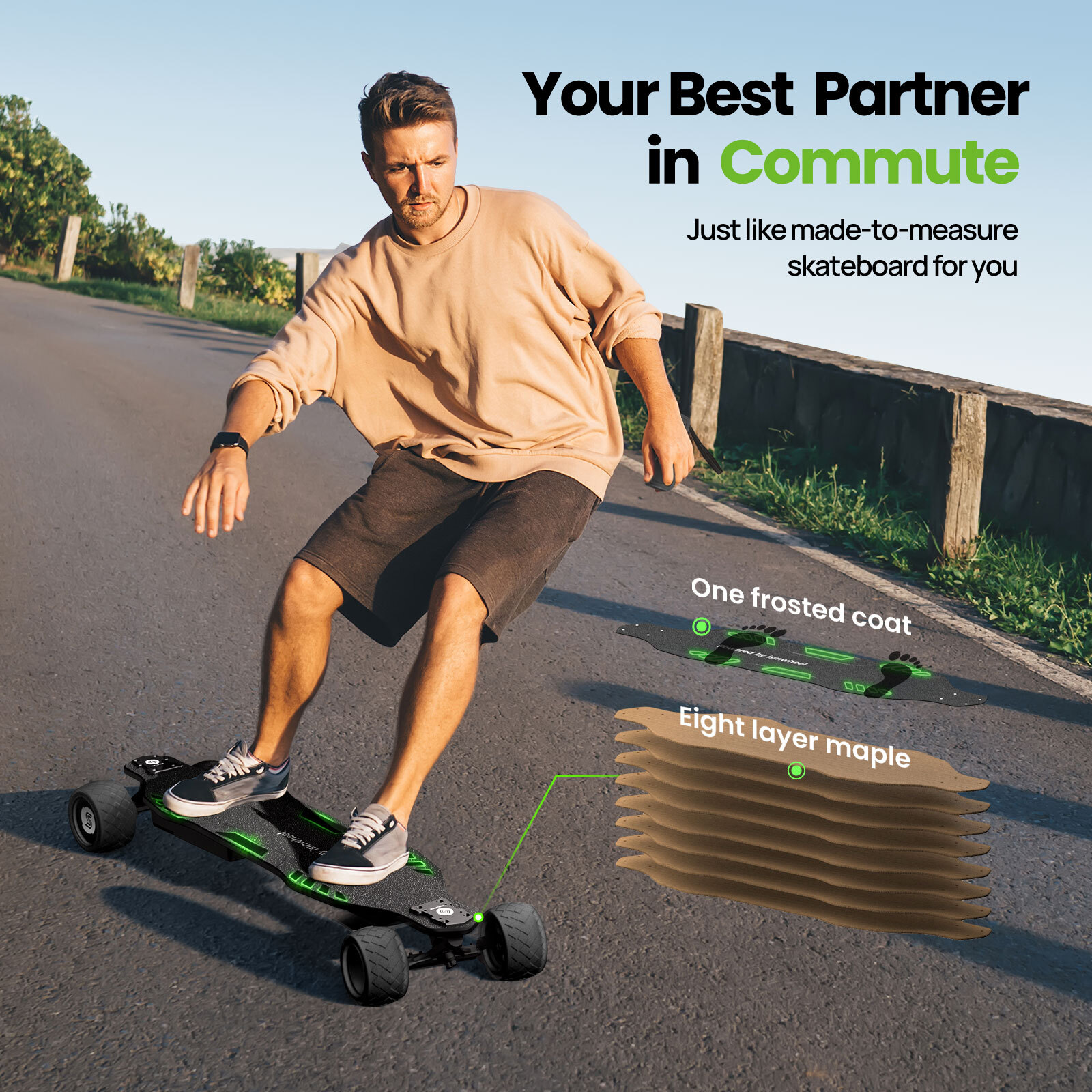 Electric Skateboard for Adults ＆Teens Longboard with Removable Battery & Remote