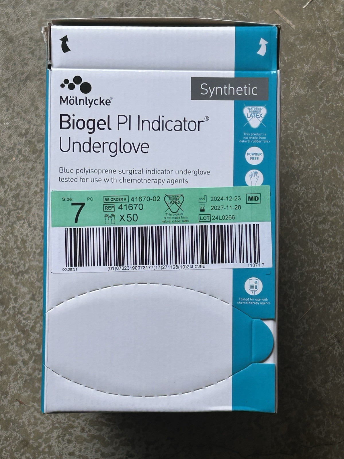 NEW 50 Pairs Molnlycke Biogel PI Indicator Underglove Size 7 Polyisoprene 41670