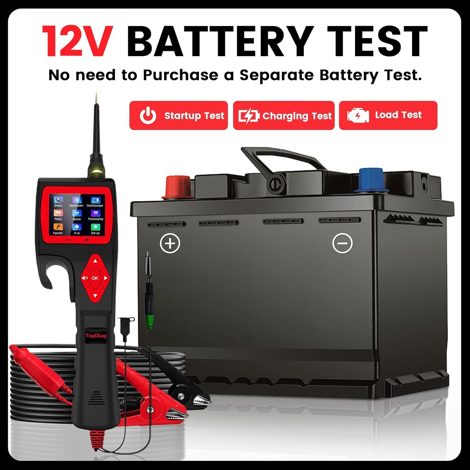 Topdiag P200 Automotive Circuit Tester Power Probe 9~30V Multimeter + 20ft Cable