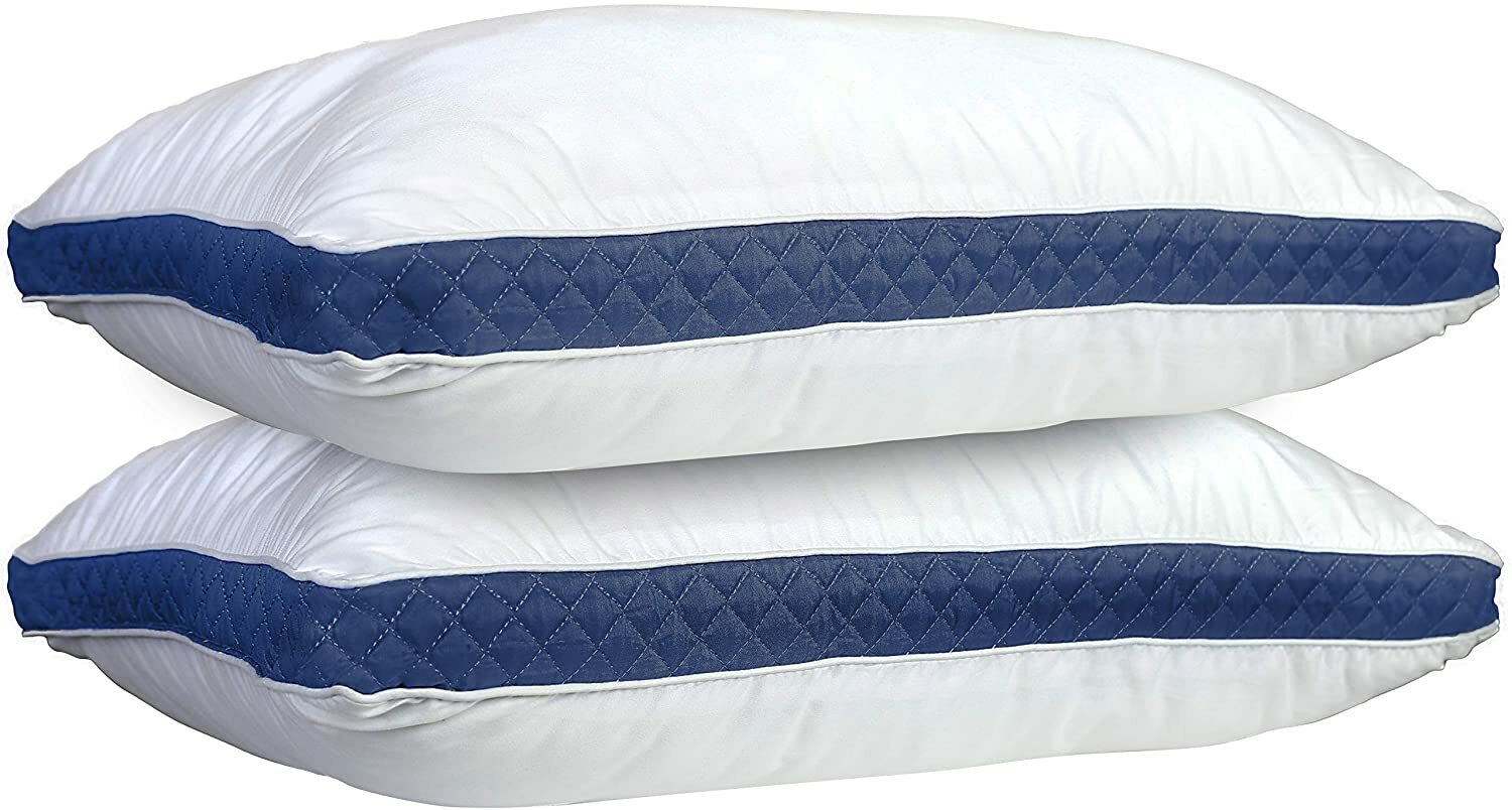 Gusseted Pillow Set of 2 Bed Pillows Neck Support Side & Back Sleepers Pillows