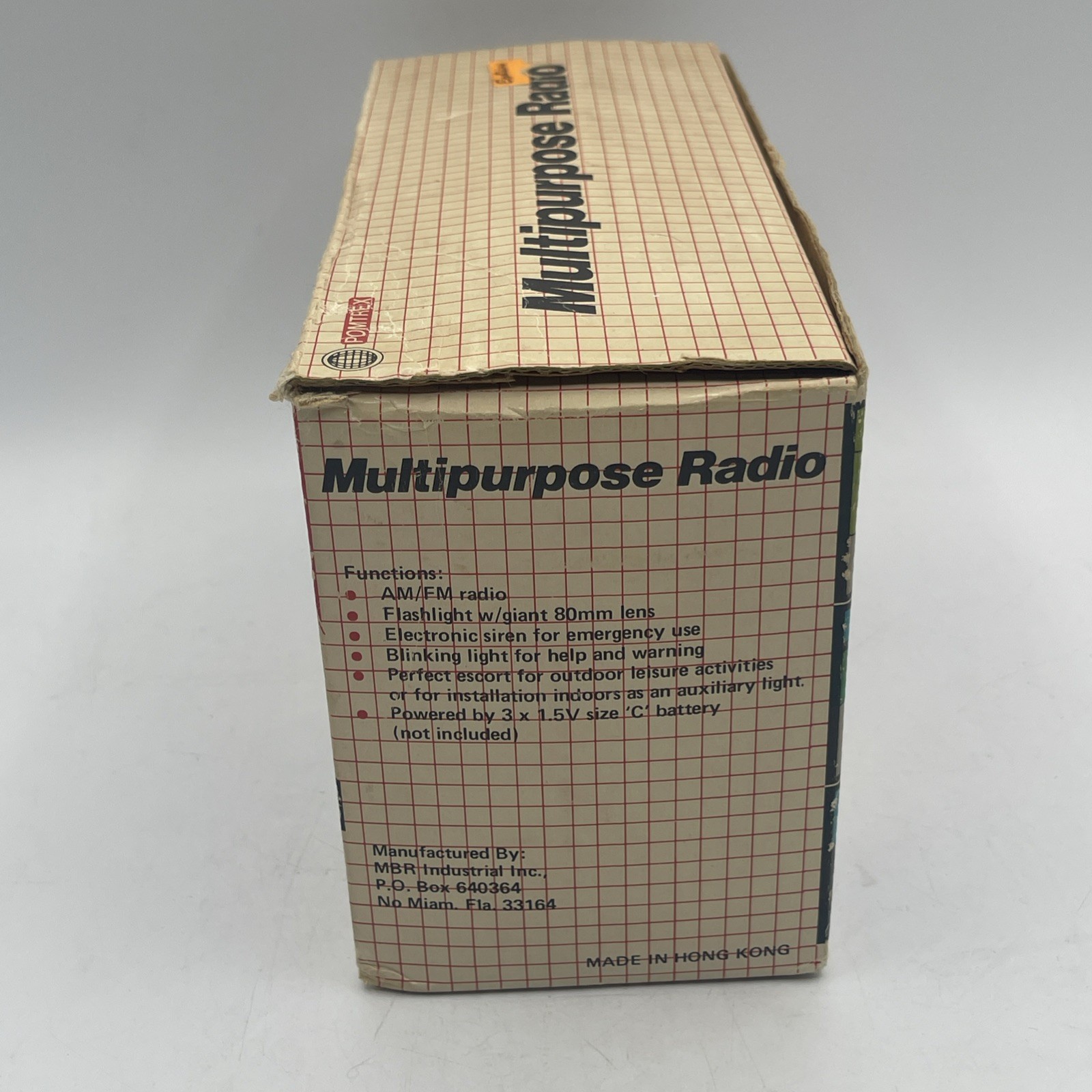 Vintage Pomtrex Multipurpose Radio Flashlight AM/FM Yellow 100-00526 Hong Kong