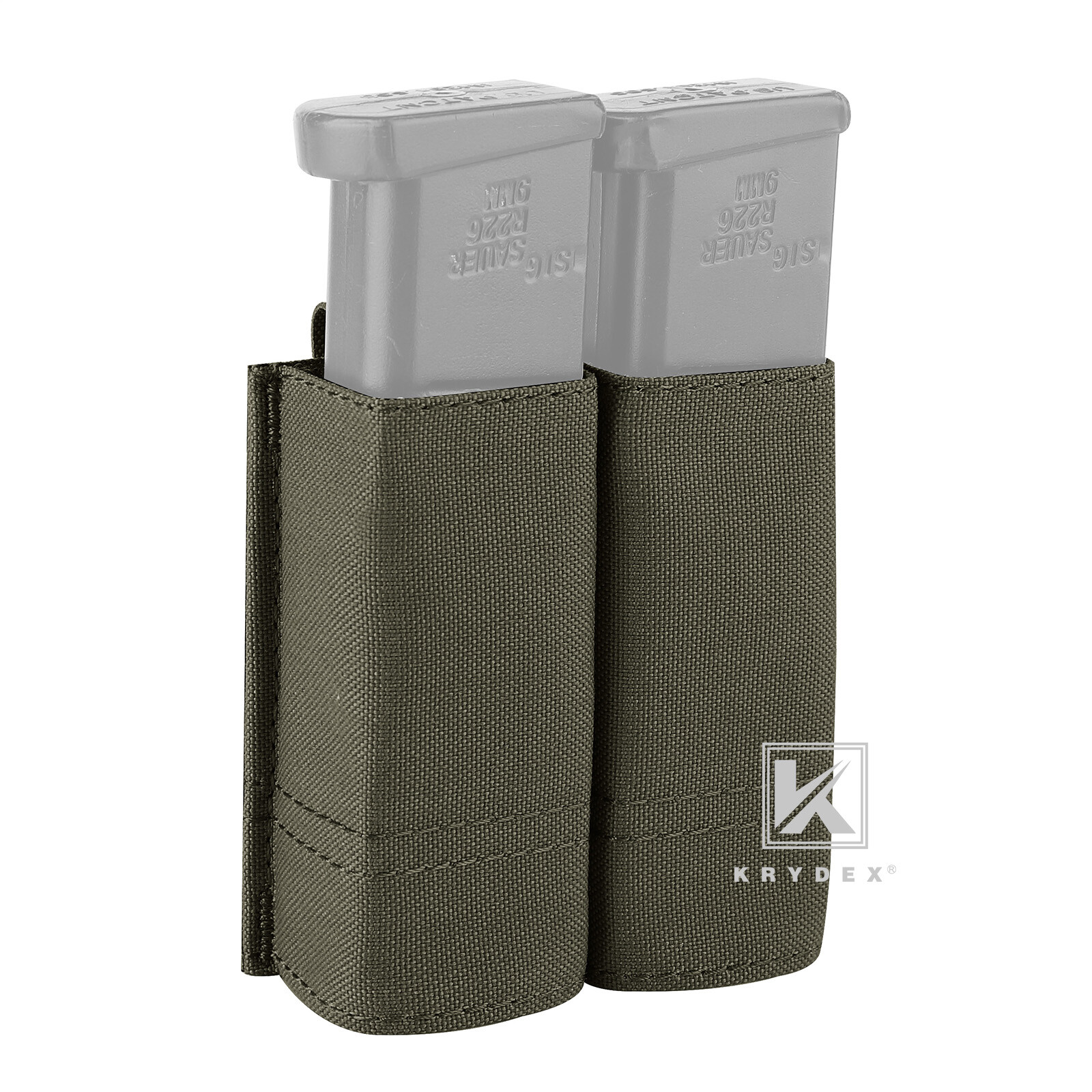 KRYDEX Tactical 9mm Pistol Magazine Pouch Mag Holder Duty Belt / MOLLE Mounted