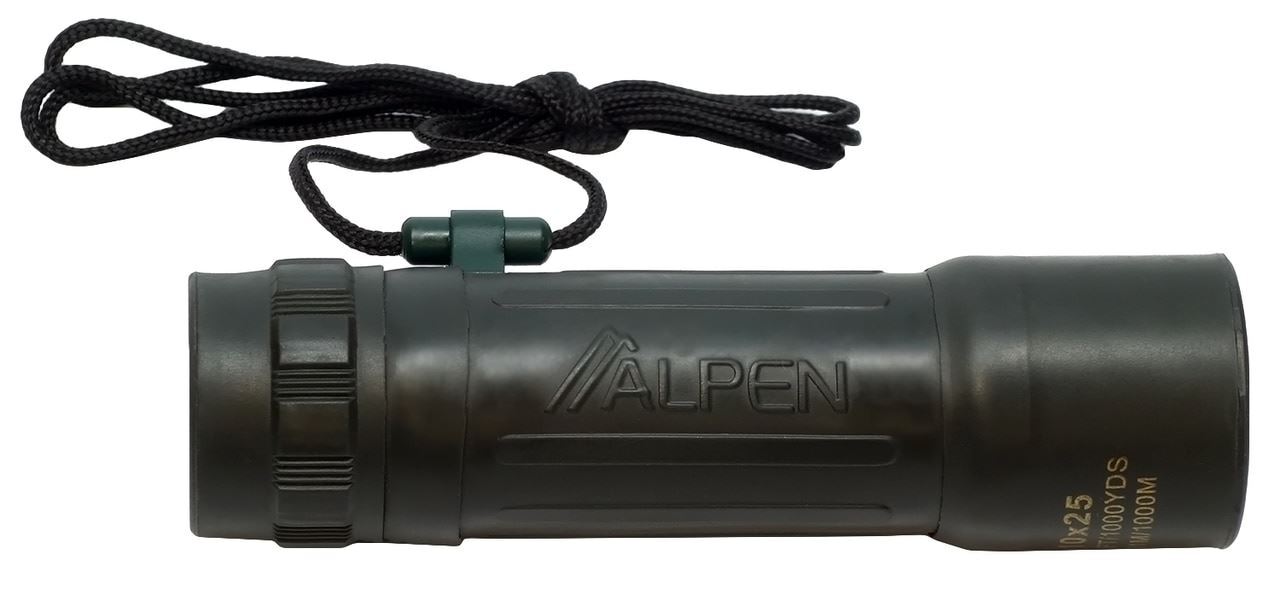 Alpen Optics 10x Magnification 25 mm Monocular w/Carrying Case BK7 coated Lenses