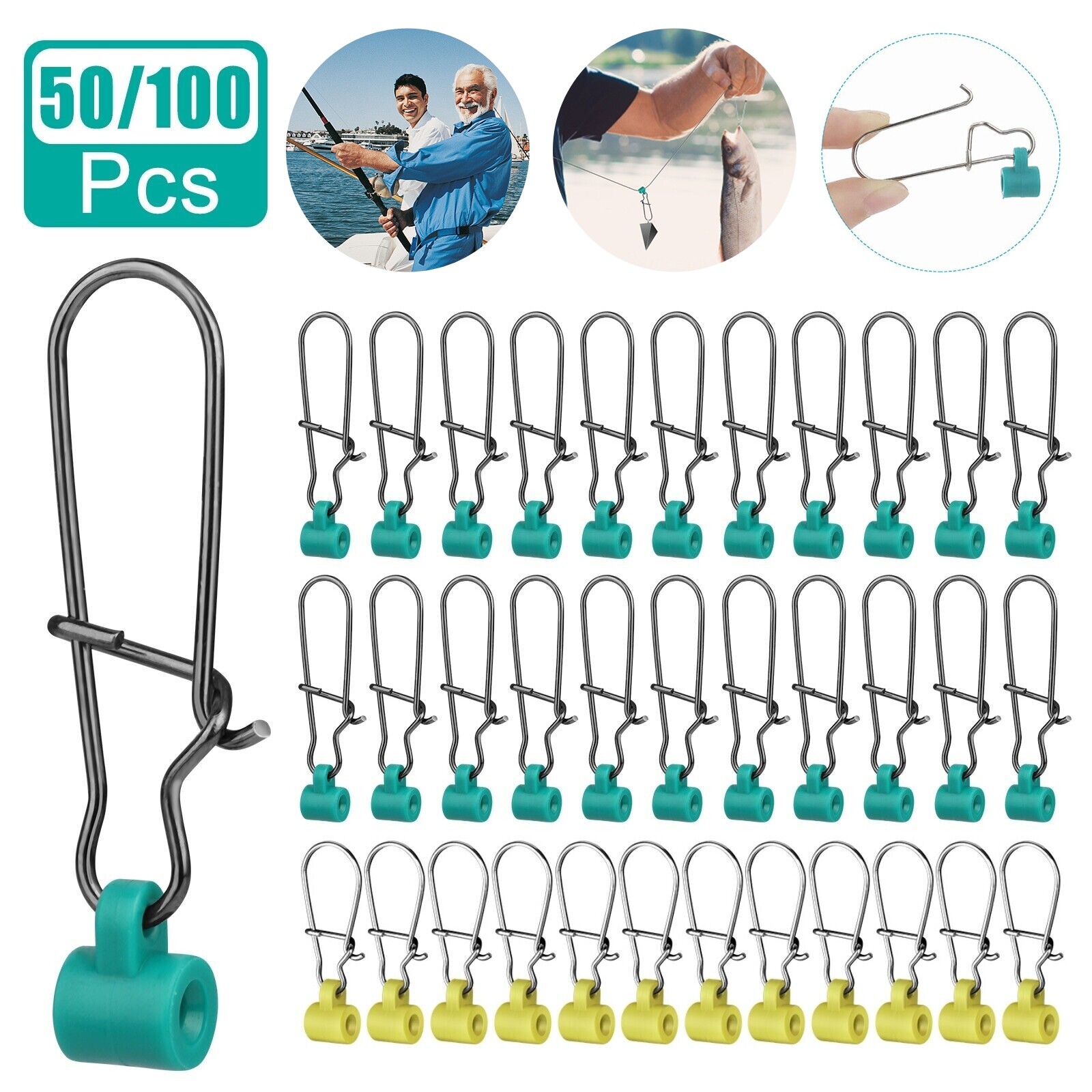 100/50X Heavy Duty Fishing Sinker Slide Stainless Steel Fish Line Finder Slider