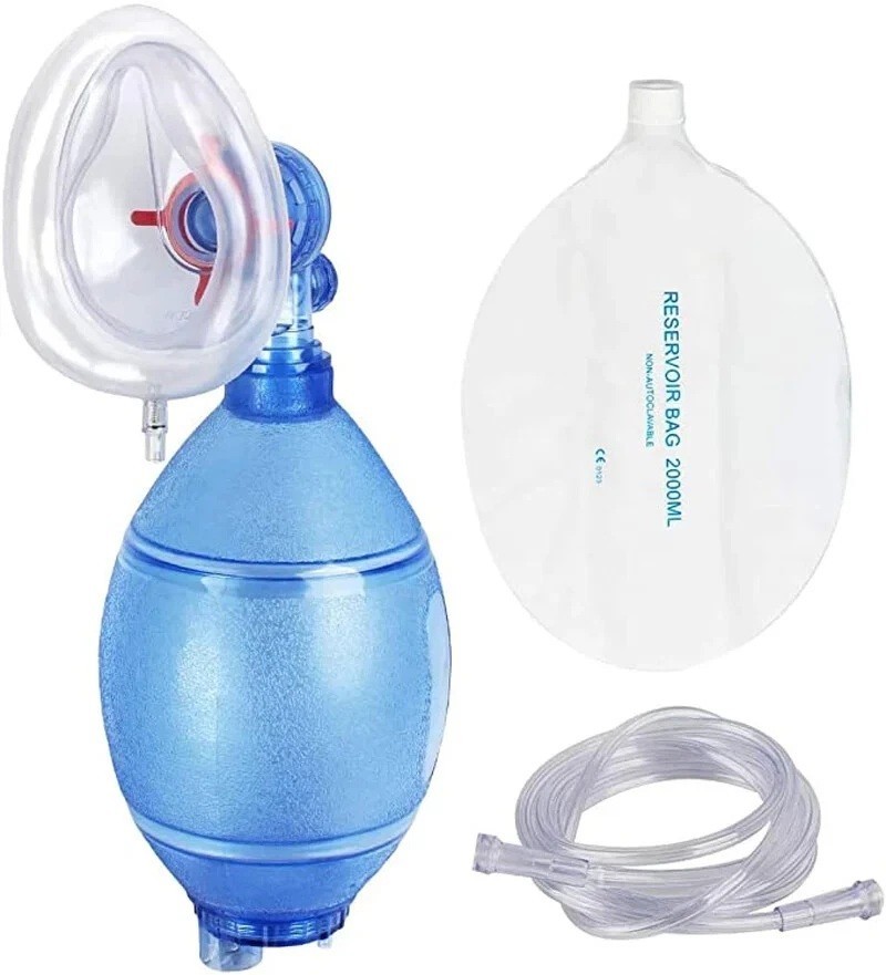 Medical PVC 100% Latex-Free Bag Valve Mask CPR Manual Resuscitator for Adult Use