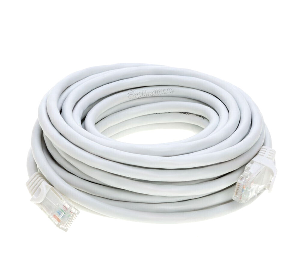 CAT5 Ethernet Patch Cable RJ-45 LAN Internet Cord White 25FT-200FT Multipack LOT