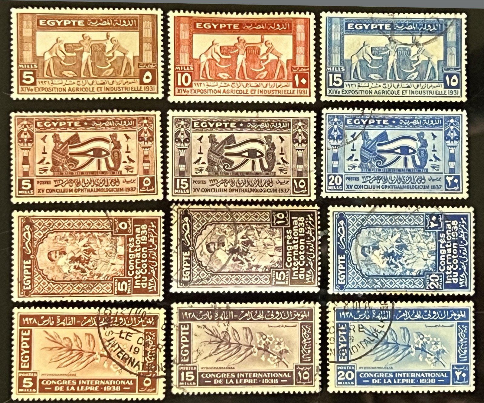 EGYPT-stamps-1931+1937+1938-four complete sets-A -CLEARANCE