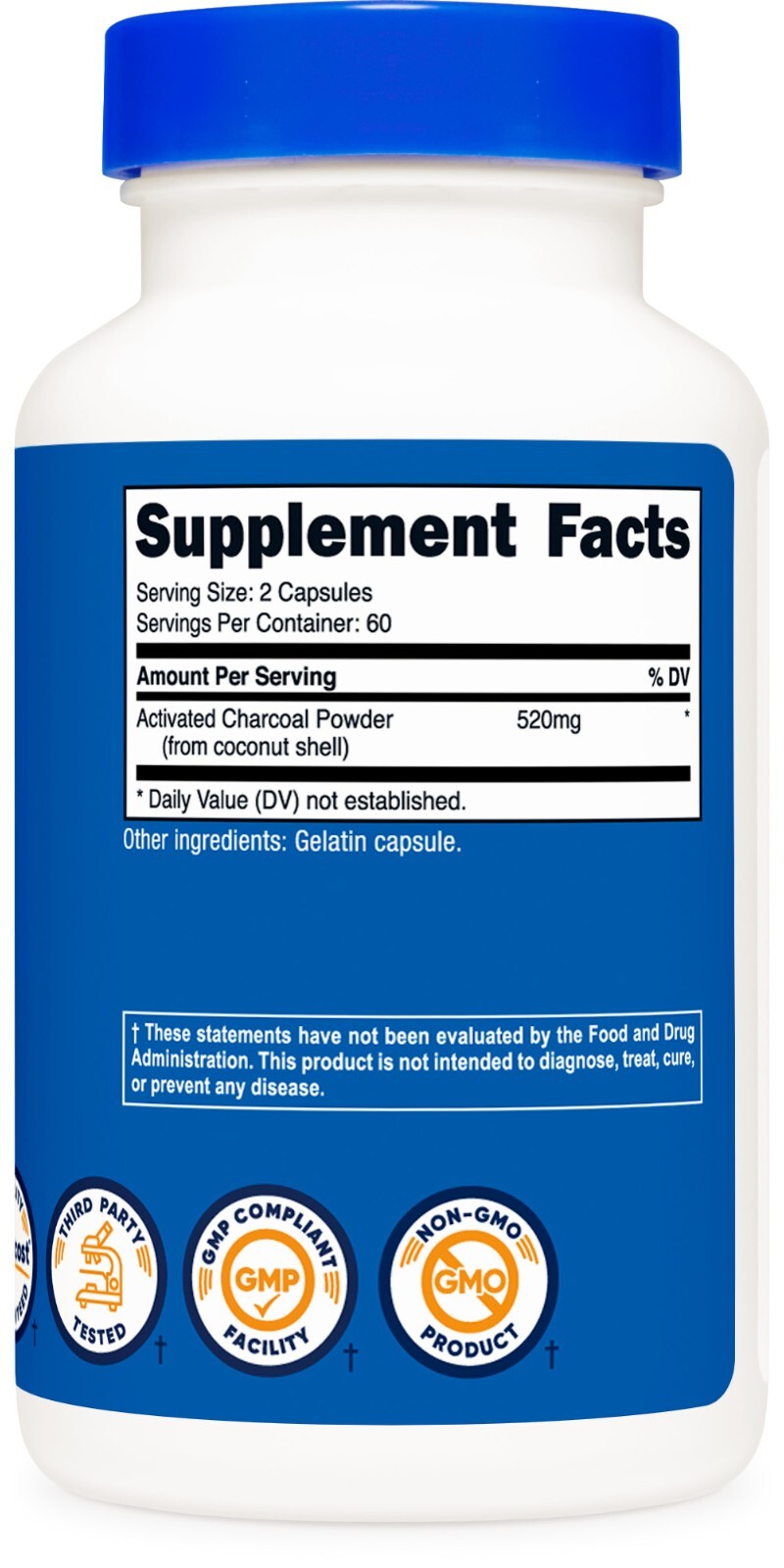 Nutricost Activated Charcoal 120 Capsules, 520mg - Quality Activated Charcoal