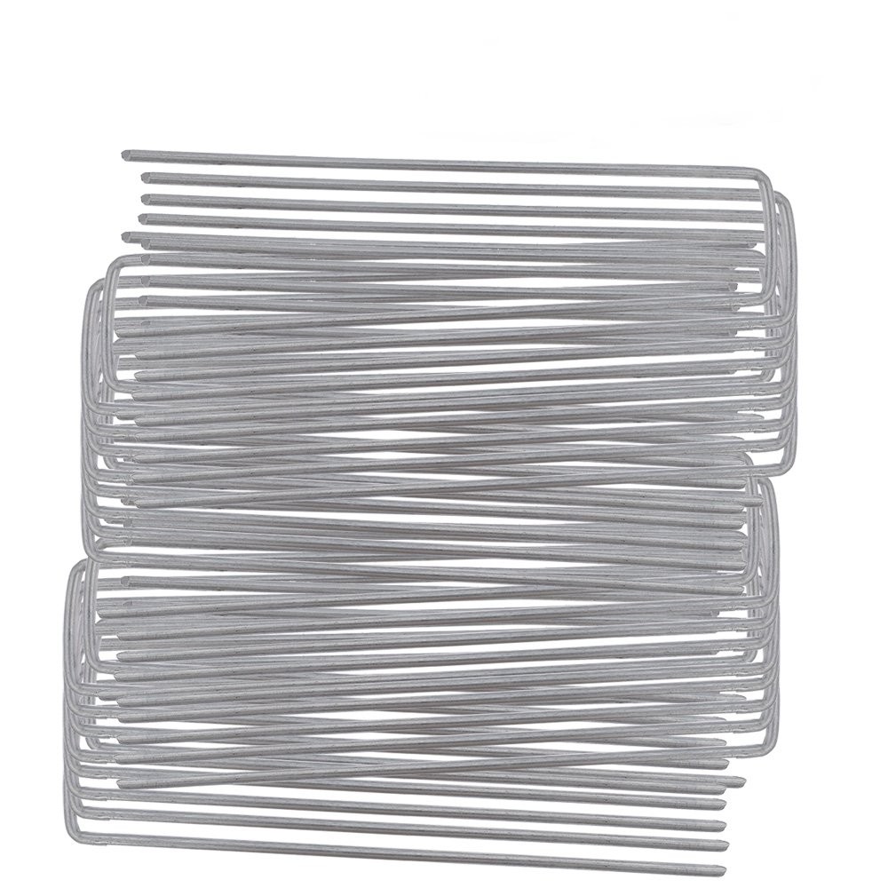 NEW 100PCS 6-Inch Landscape Staples Sod Staples Garden Stakes Square Pins Sturdy