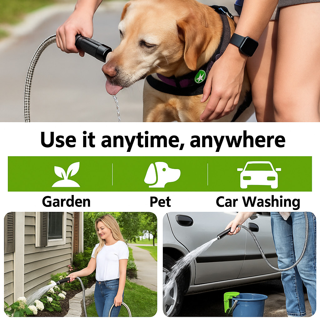 Stainless Steel Metal Garden Water Hose Pipe Flexible Lightweight 25/50/75/100FT