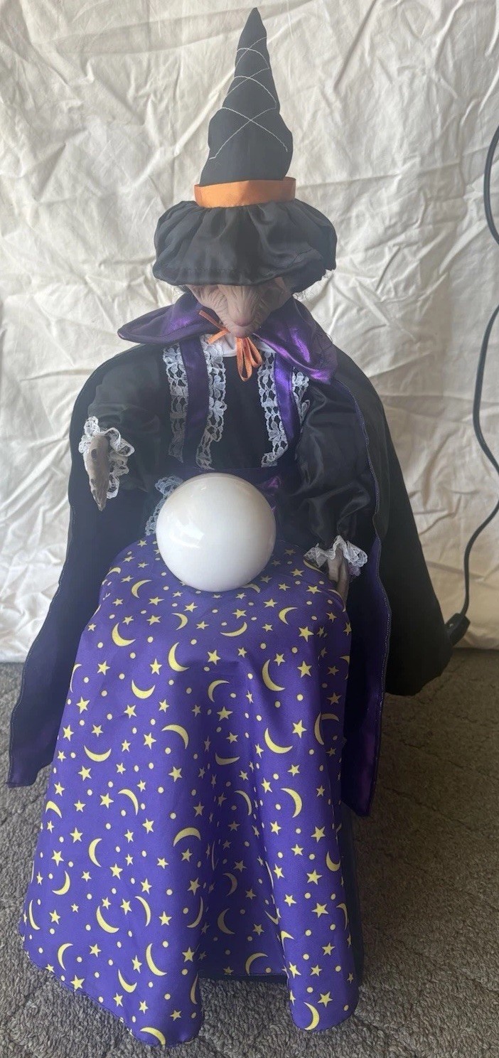 Gemmy Halloween Large Fortune Teller Witch Animated Electric Talks Hands Move26"