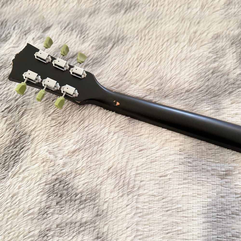 SG Electric Guitar, Matte Black Relic Finish, Single Humbucker Pickup, Aged Hard